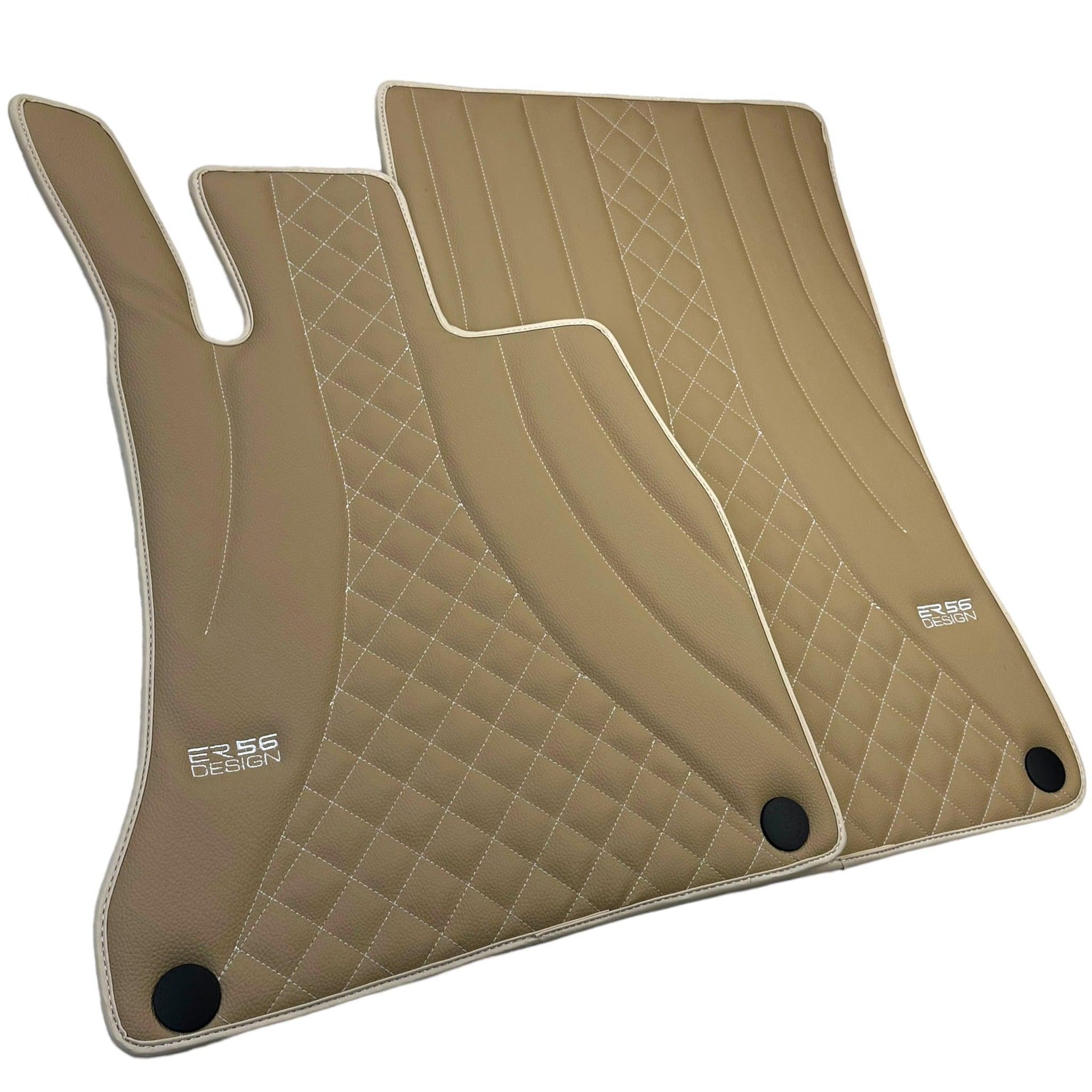 Beige Leather Floor Mats For Mercedes Benz E-Class W214 Sedan (2023-2024) Hybrid | ER56 Design - AutoWin