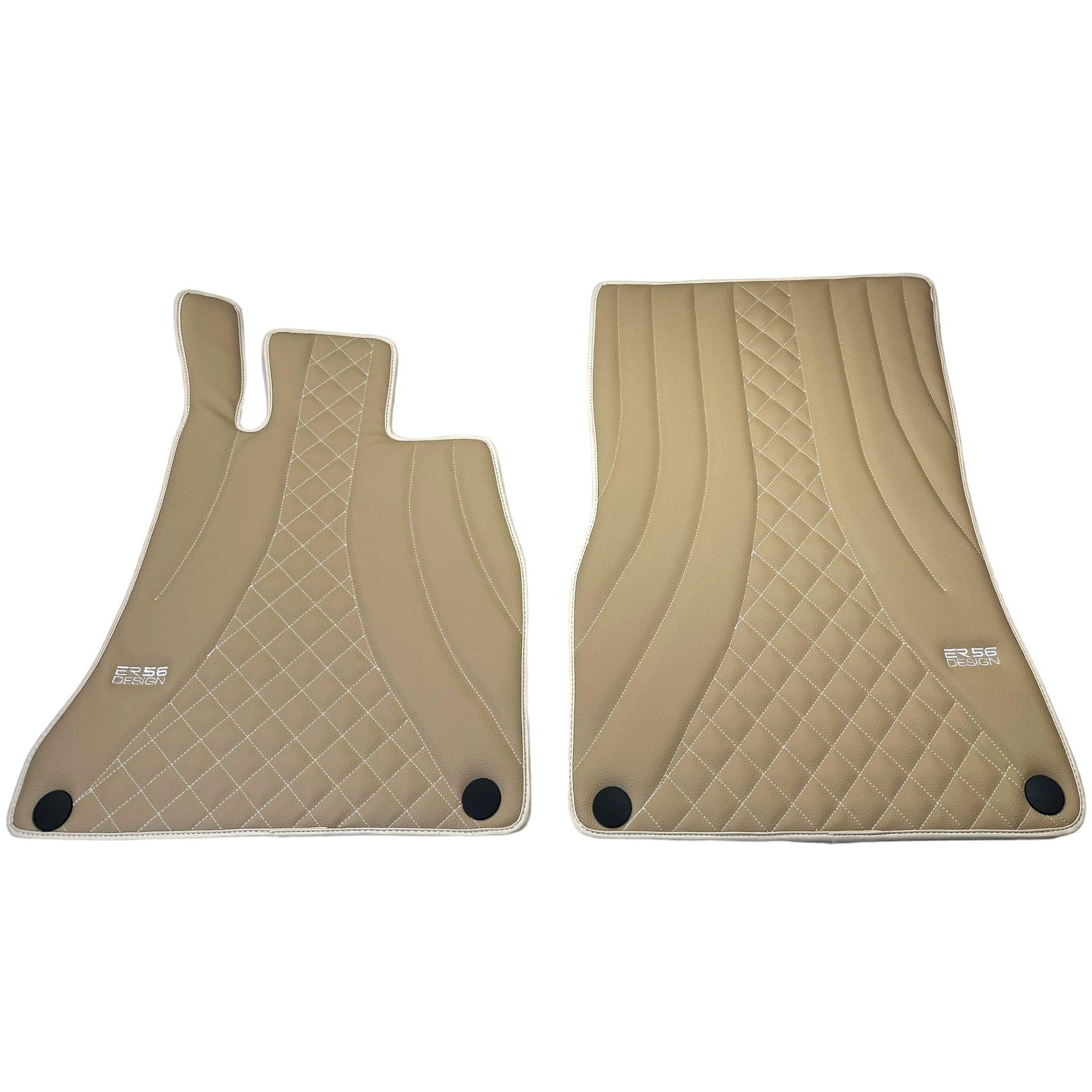 Beige Leather Floor Mats For Mercedes Benz EQS-Class V297 (2021-2023) | ER56 Design - AutoWin