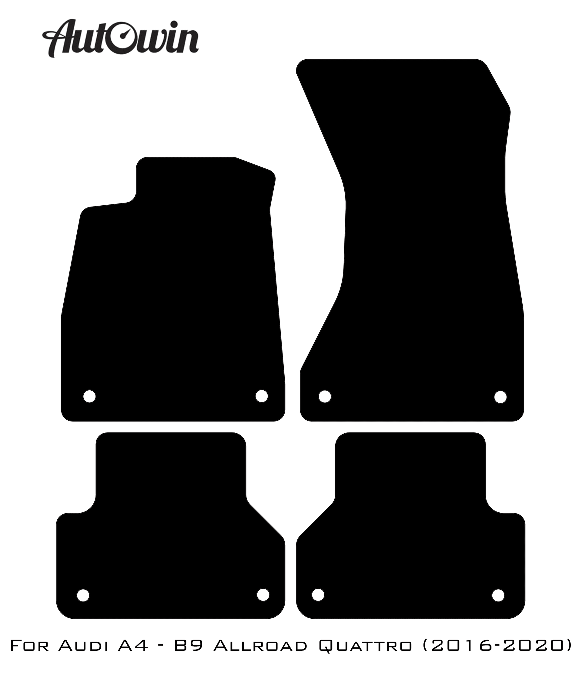 Black Floor Mats for Audi A4 - B9 Allroad Quattro (2016-2020) | Fighter Jet Edition - AutoWin