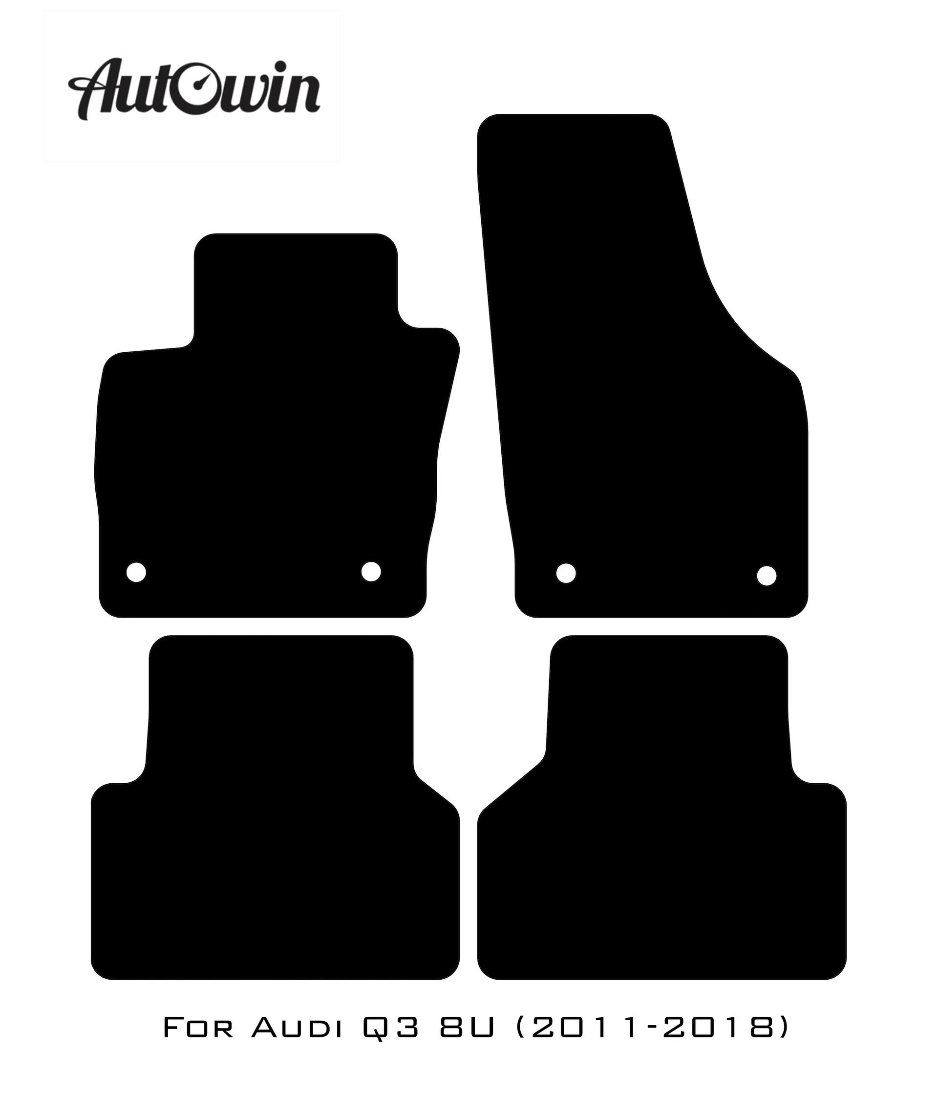 Black Floor Mats for Audi Q3 8U (2011-2018) With Orange Alcantara | ER56 Design - AutoWin