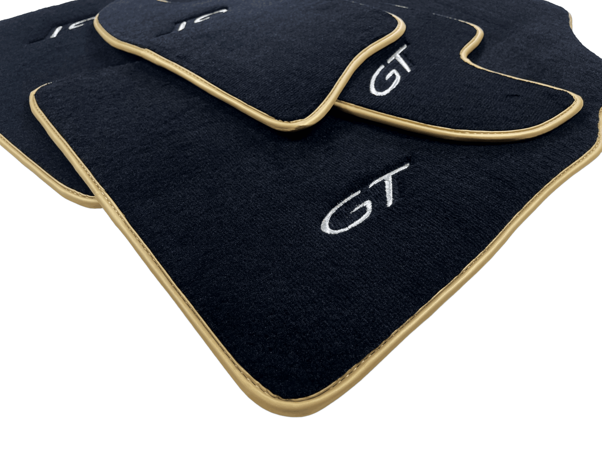 Black Floor Mats For Bentley Continental GT 2003–2011 With Gold Color Trim - AutoWin