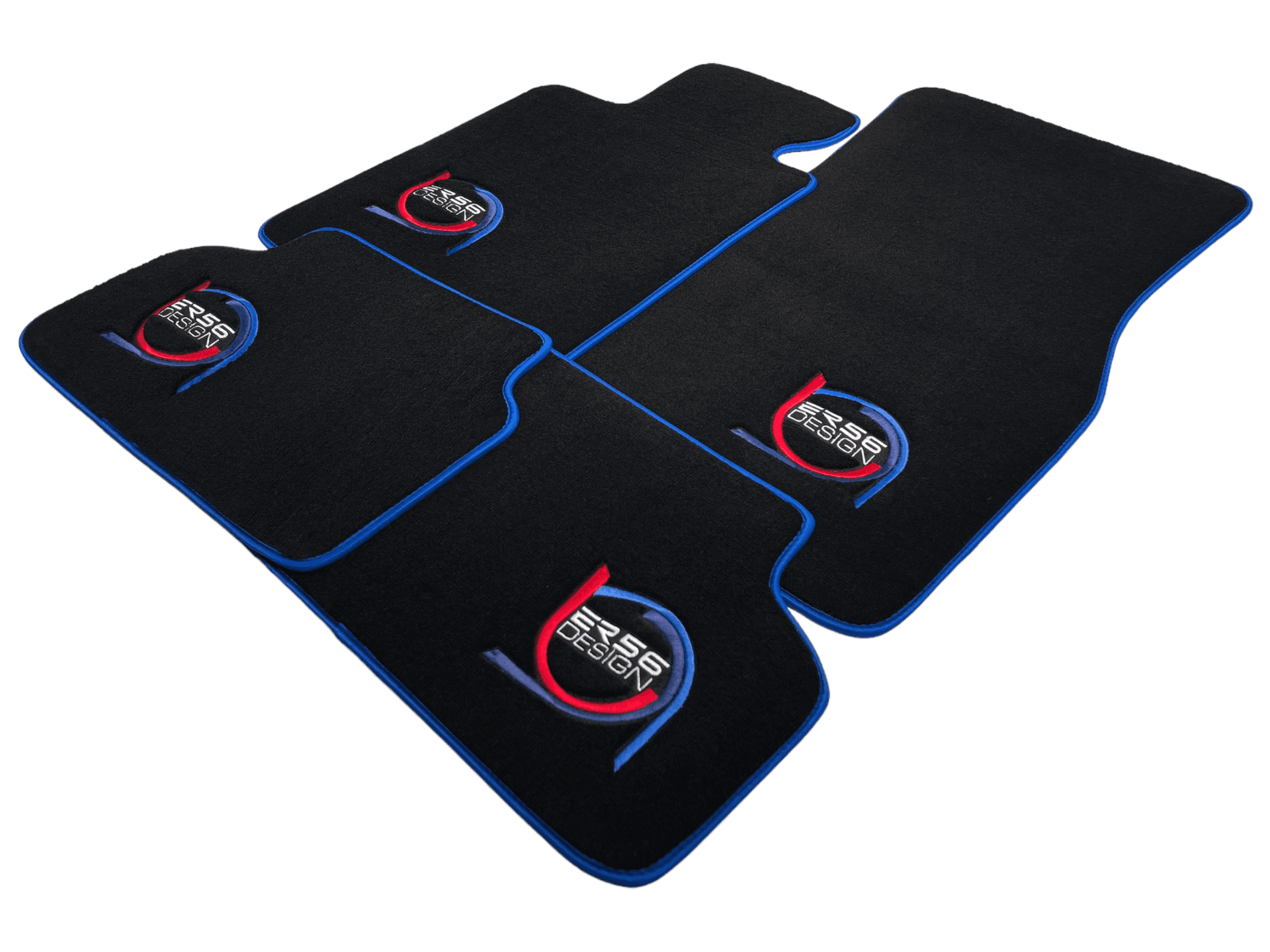 Black Floor Mats For BMW 3 Series F31 5-doors Wagon ER56 Design Limited Edition Blue Trim - AutoWin