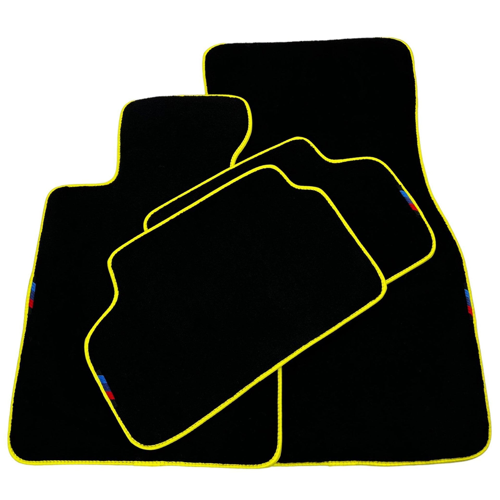 Black Floor Mats For BMW 5 Series E39 | Yellow Trim - AutoWin