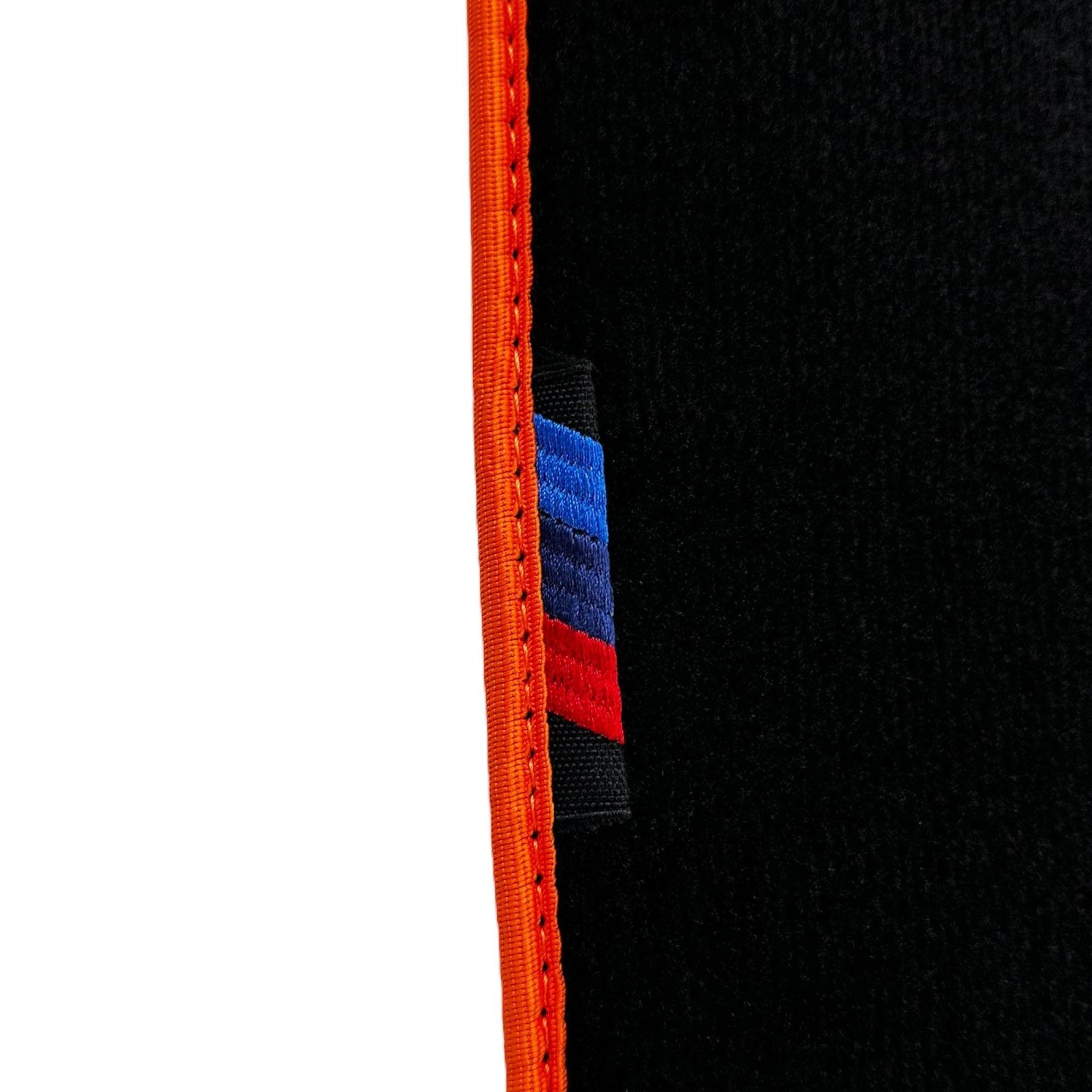 Black Floor Mats For BMW 7 Series F01 | Orange Trim AutoWin Brand - AutoWin