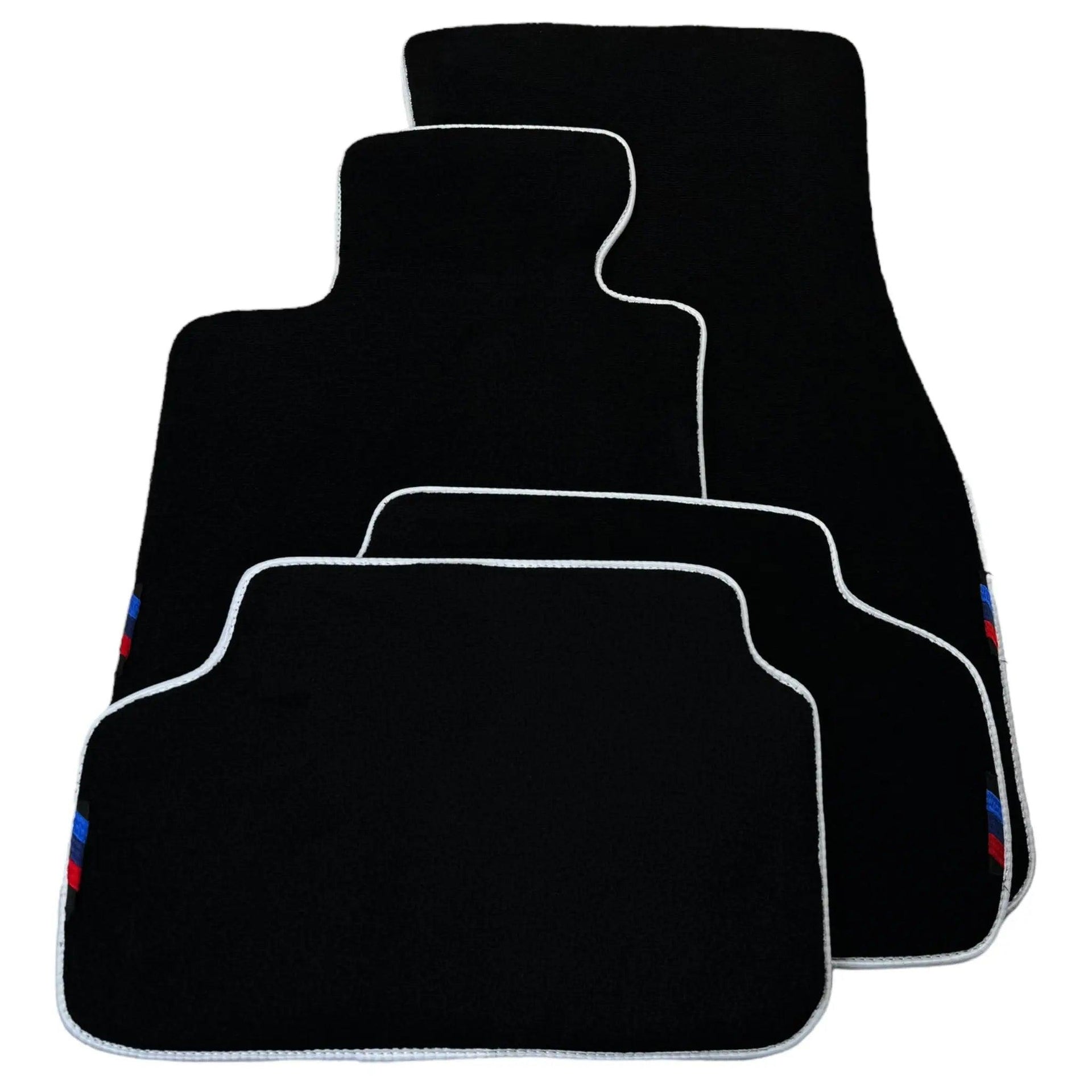 Black Floor Mats For BMW M3 F80 Series | White Trim AutoWin Brand - AutoWin