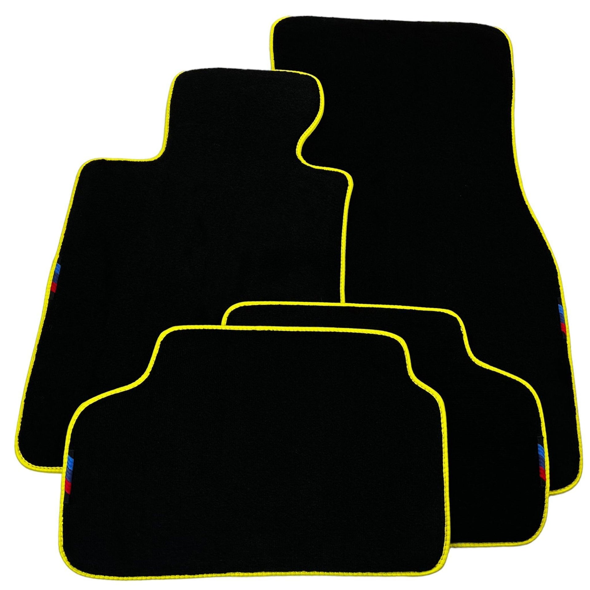 Black Floor Mats For BMW M8 Series Convertible F91 | Yellow Trim AutoWin Brand - AutoWin