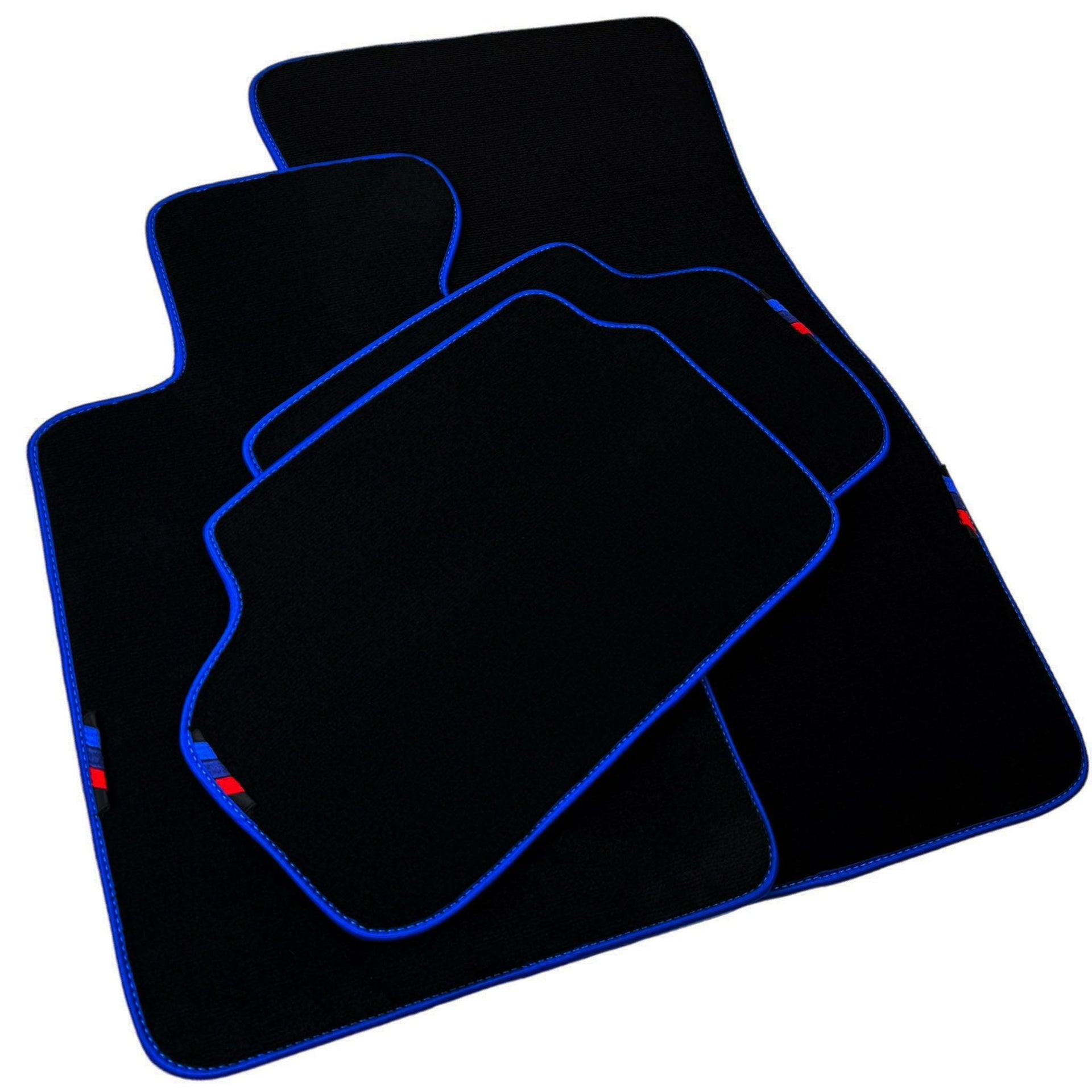 Black Floor Mats For BMW X5 Series E70 | Blue Trim - AutoWin