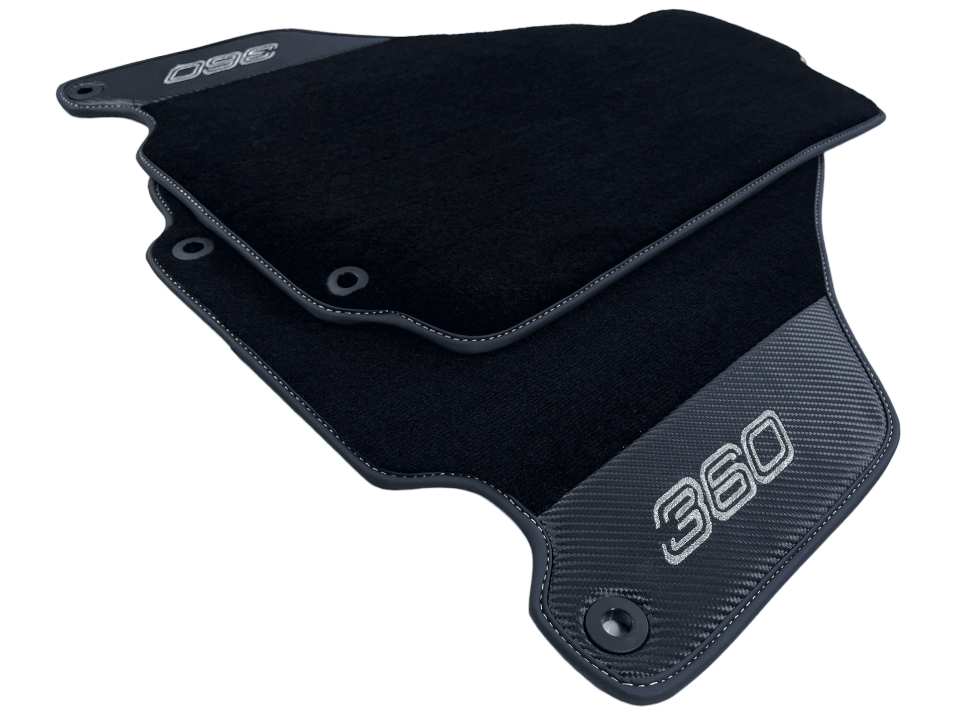 Black Floor Mats For Ferrari 360 Modena 1999-2005 With Carbon Fiber Leather - AutoWin