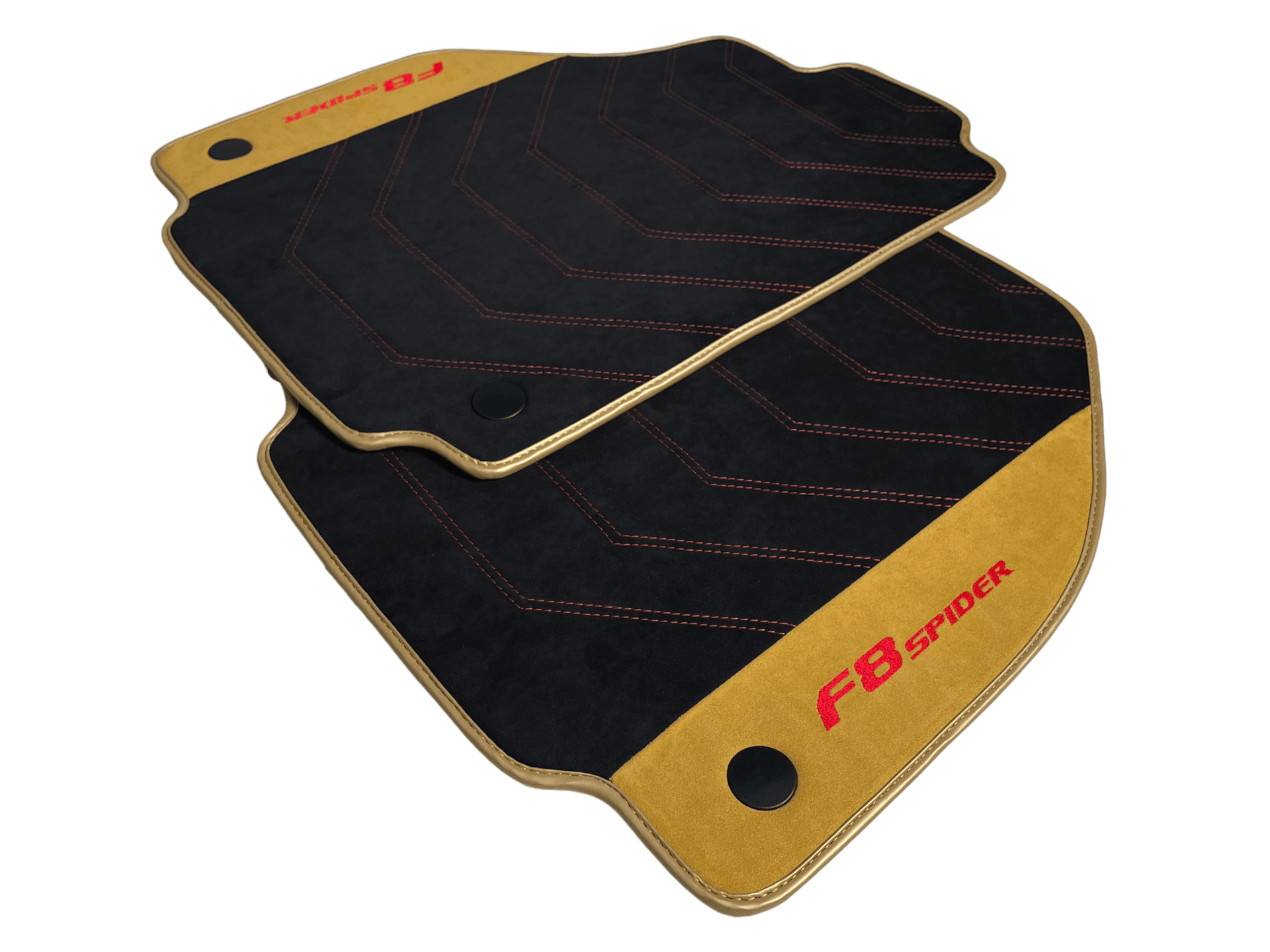 Black Floor Mats For Ferrari F8 Spider 2019-2022 With Tan Alcantara Leather - AutoWin