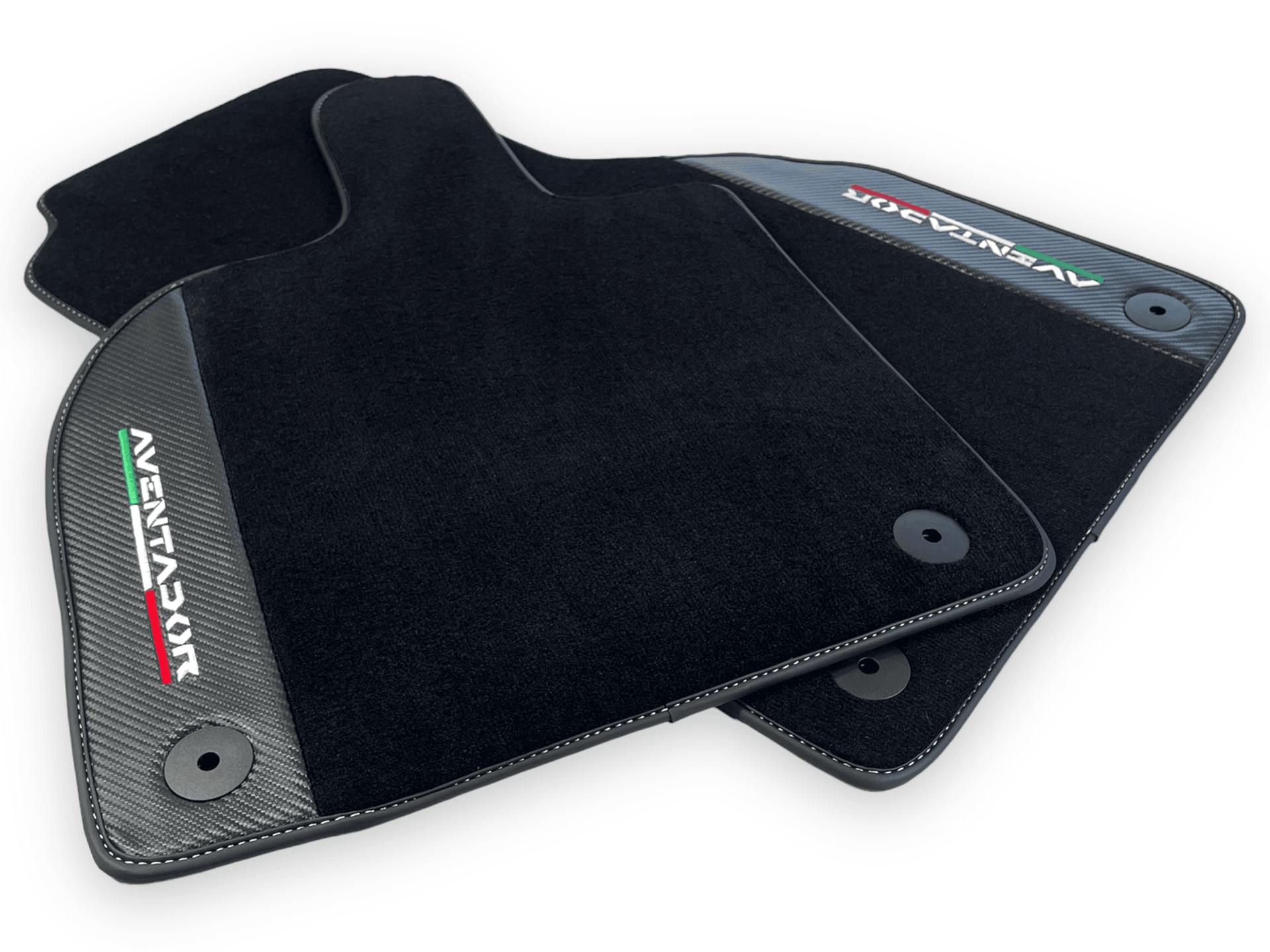 Black Floor Mats for Lamborghini Aventador With Carbon Fiber Leather - AutoWin