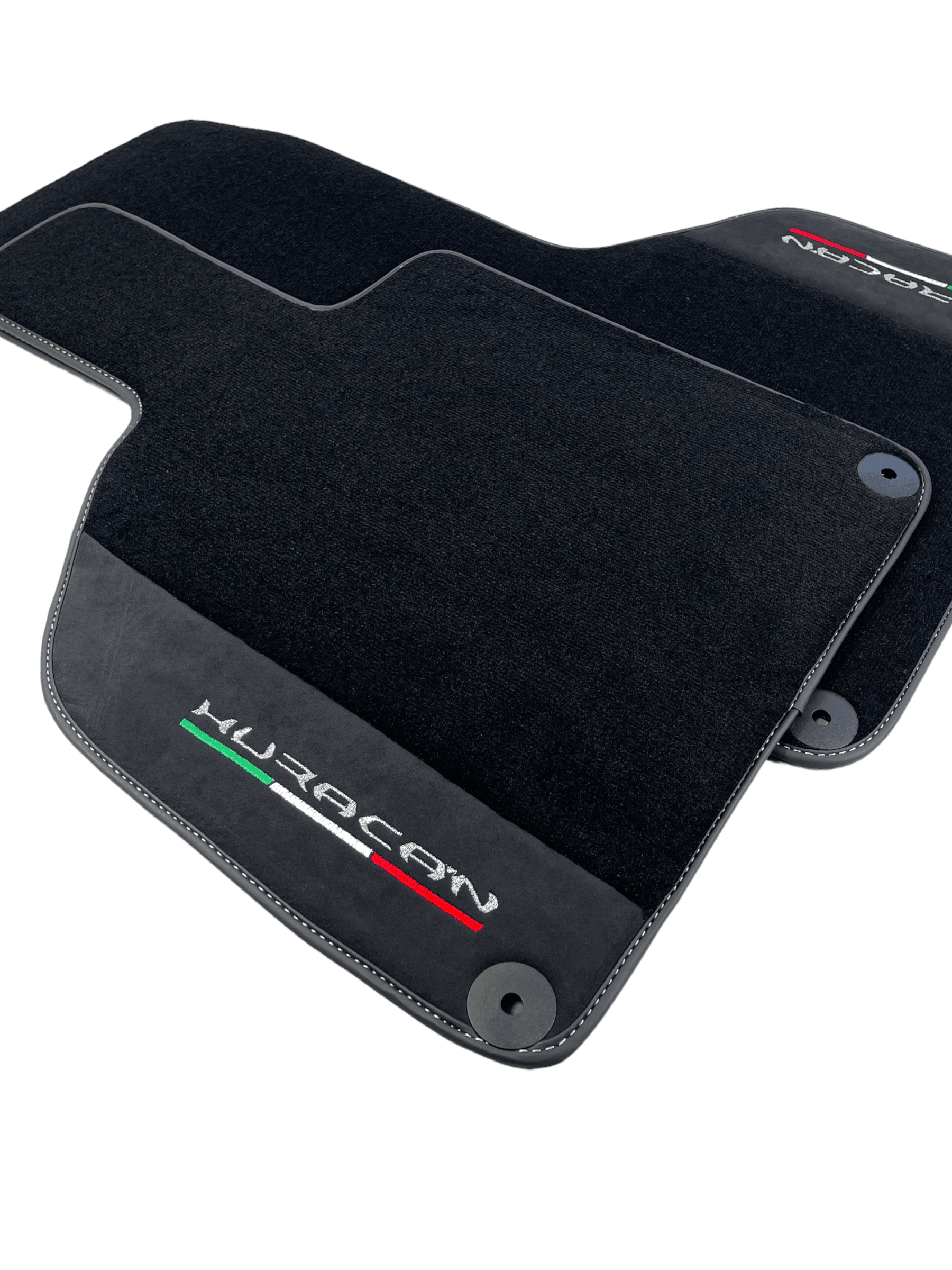 Black Carpet Floor Mats for Lamborghini Huracan with Alcantara Leather - AutoWin