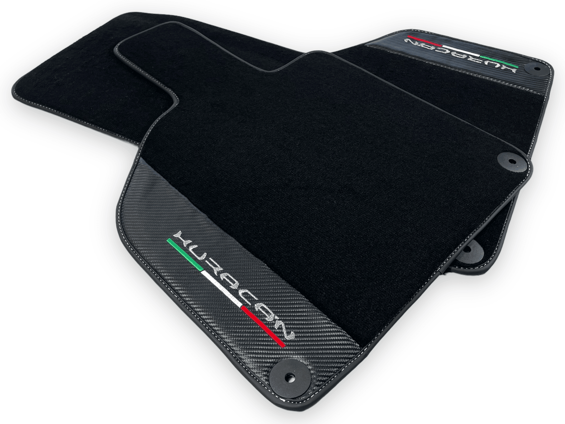 Black Floor Mats for Lamborghini Huracan With Carbon Fiber Leather - AutoWin
