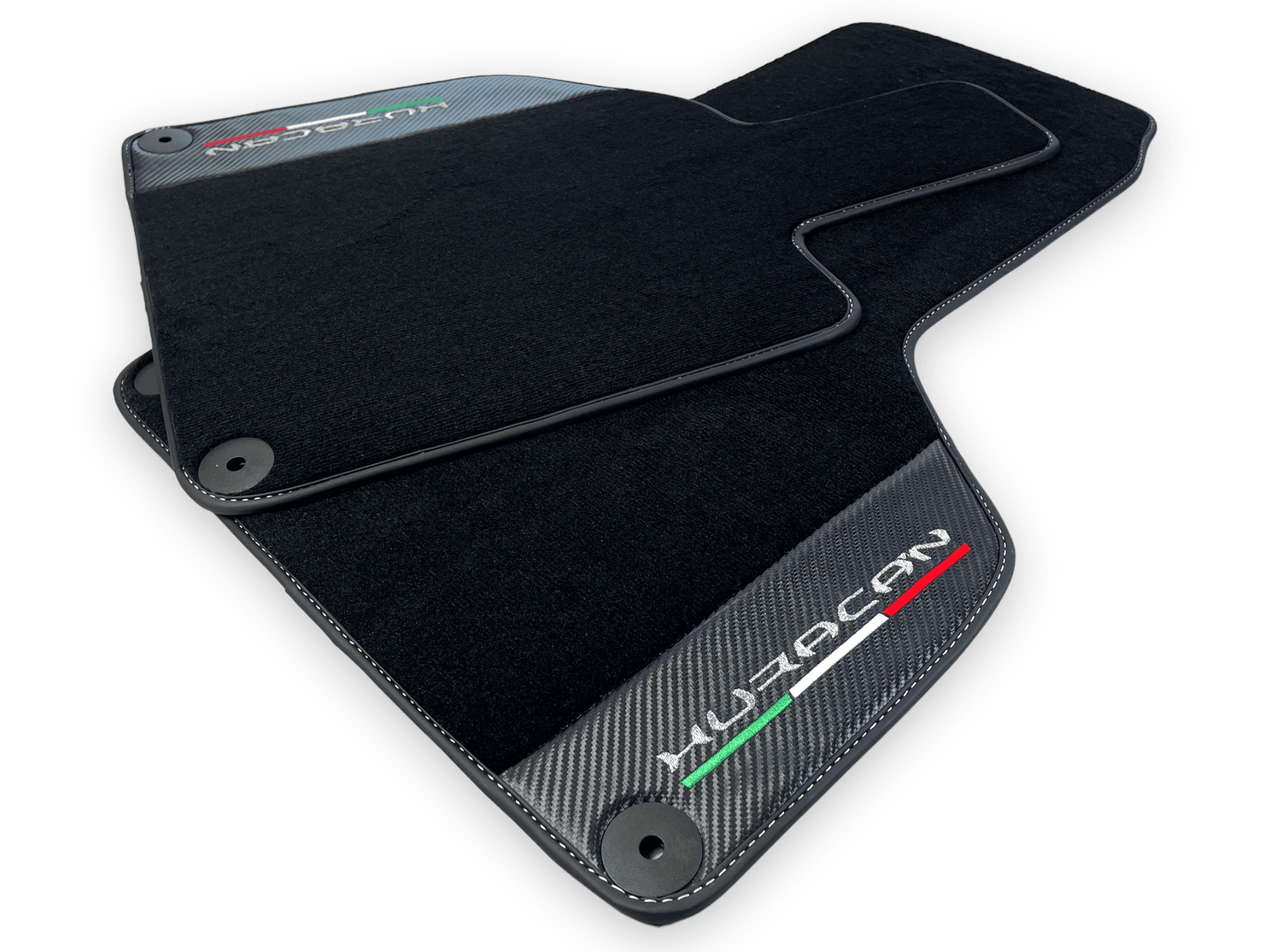 Black Floor Mats for Lamborghini Huracan With Carbon Fiber Leather - AutoWin