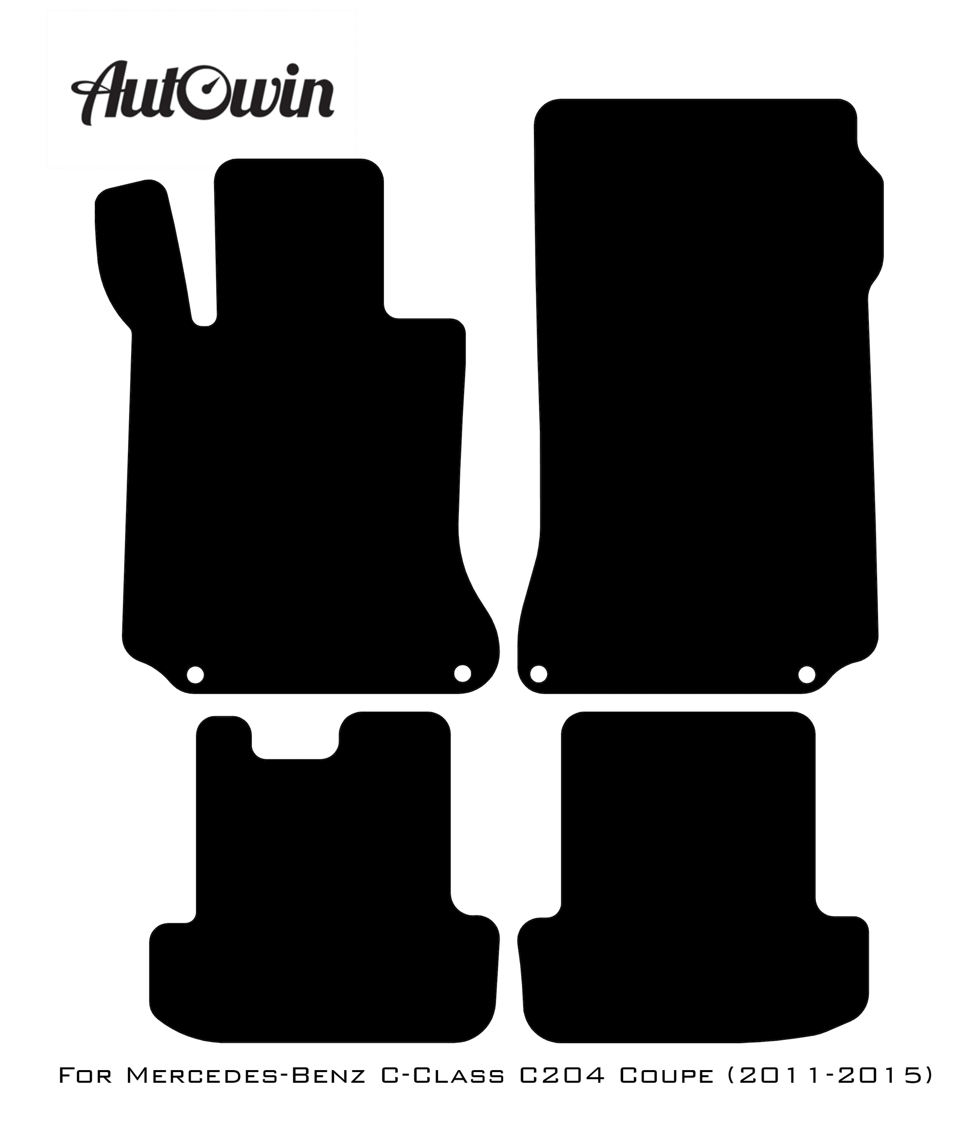 Black Floor Mats For Mercedes Benz C-Class C204 Coupe (2011-2015) | AutoWin Edition - AutoWin