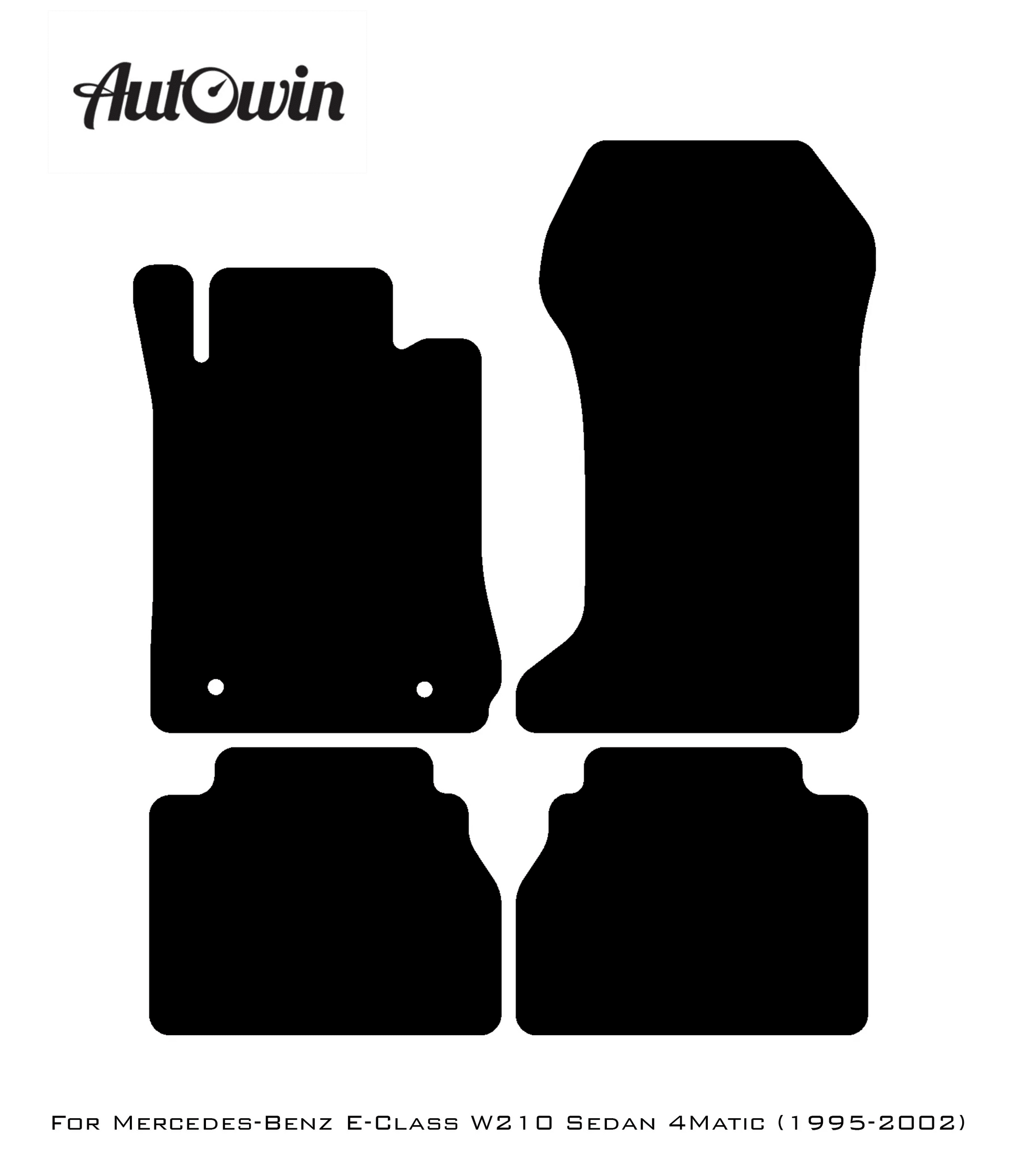 Black Floor Mats For Mercedes Benz E-Class W210 Sedan 4Matic (1995-2002) | Fighter Jet Edition - AutoWin