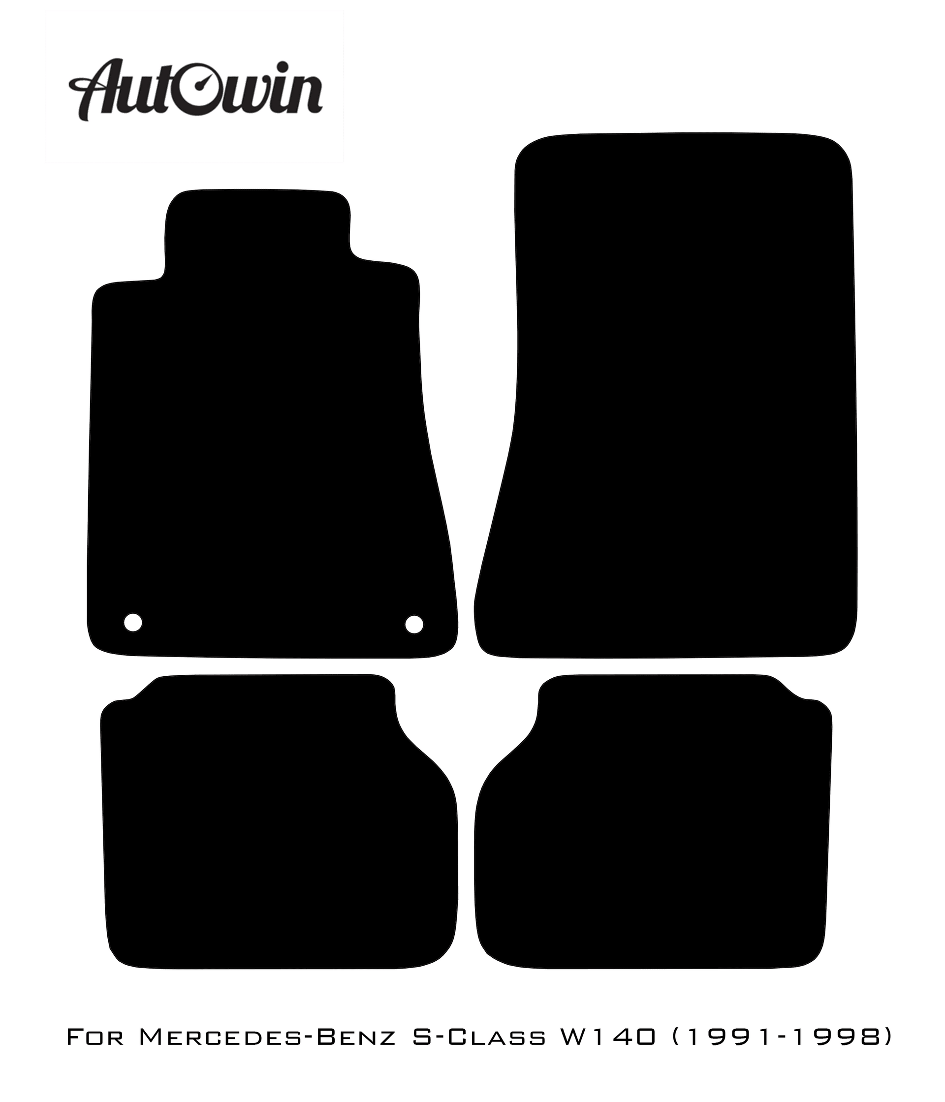 Black Floor Mats For Mercedes Benz S-Class W140 (1991-1998) | Fighter Jet Edition - AutoWin