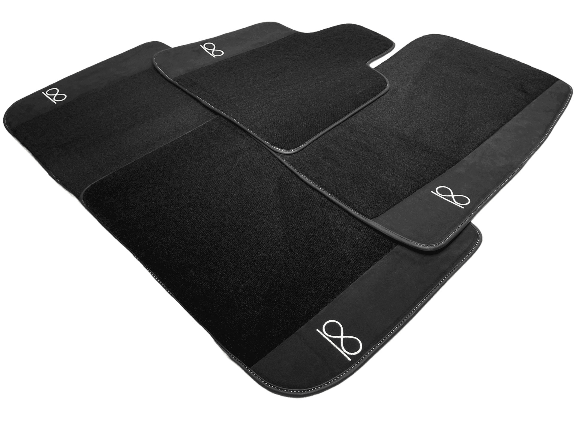 Black Floor Mats For Rolls Royce Black Badge Ghost Fluorescent Logo - AutoWin