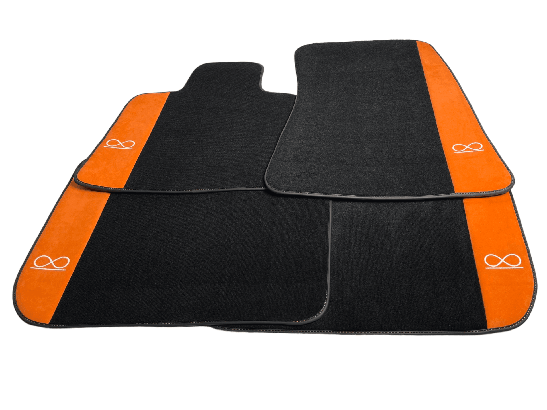 Black Floor Mats For Rolls Royce Black Badge Ghost Orange Alcantara - AutoWin
