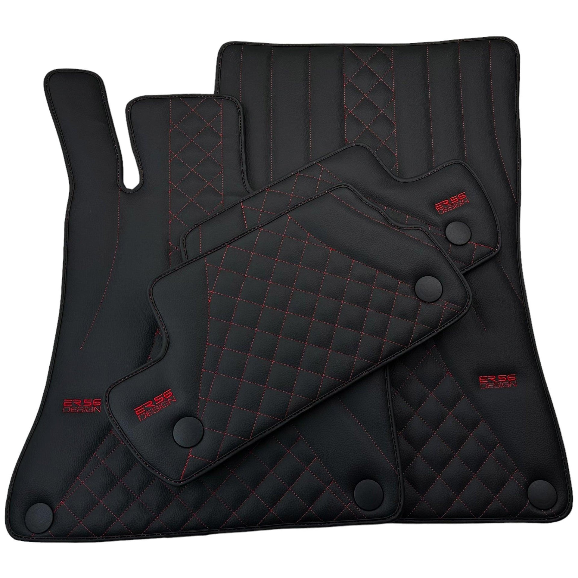 Black Leather Floor Mats For Mercedes Benz GLE-Class C292 Coupe (2015-2020) | ER56 Design - AutoWin