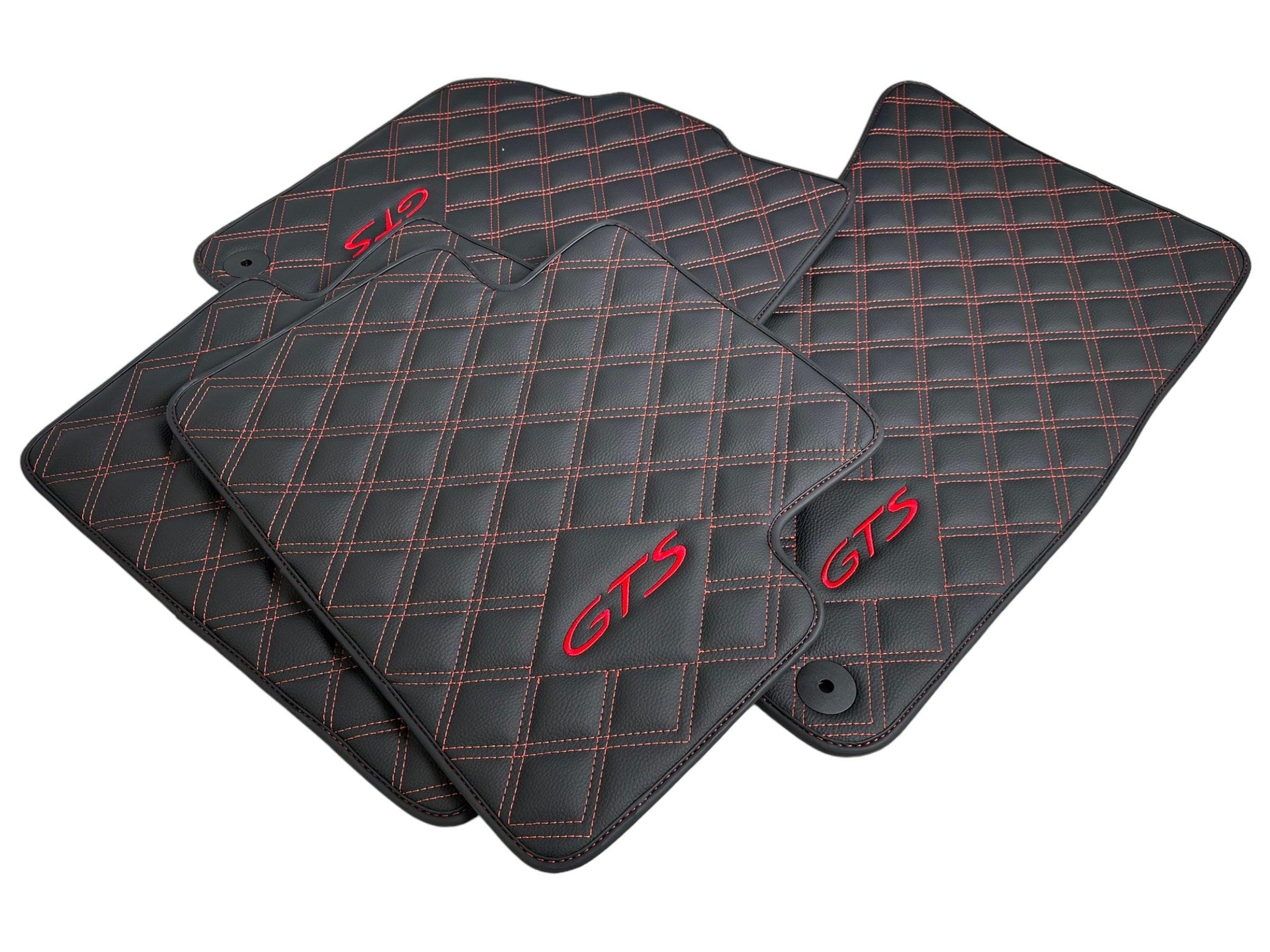 Black Leather Floor Mats for Porsche Macan GTS - AutoWin