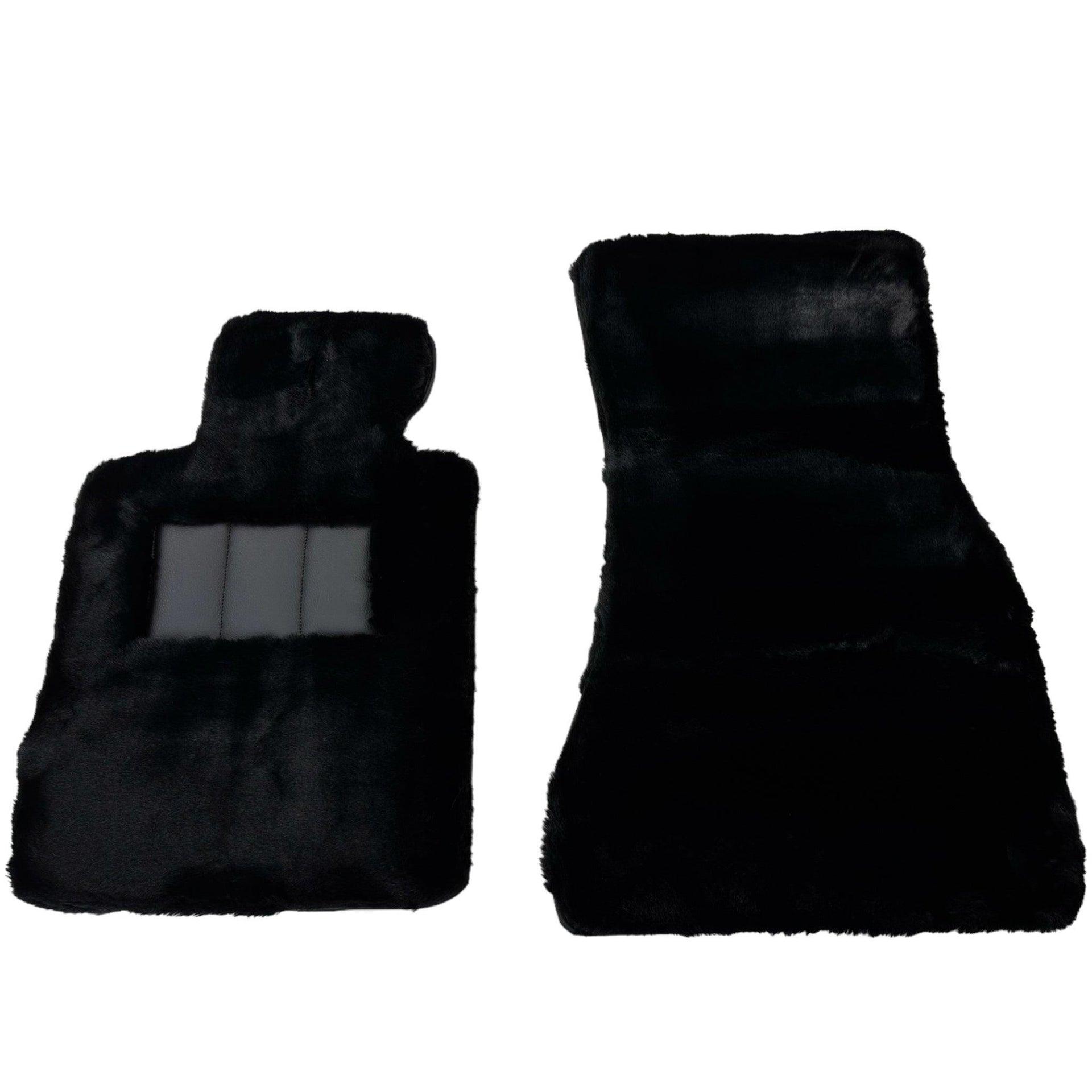 Black Sheepskin Floor Floor Mats For BMW X1 Series F48 - AutoWin