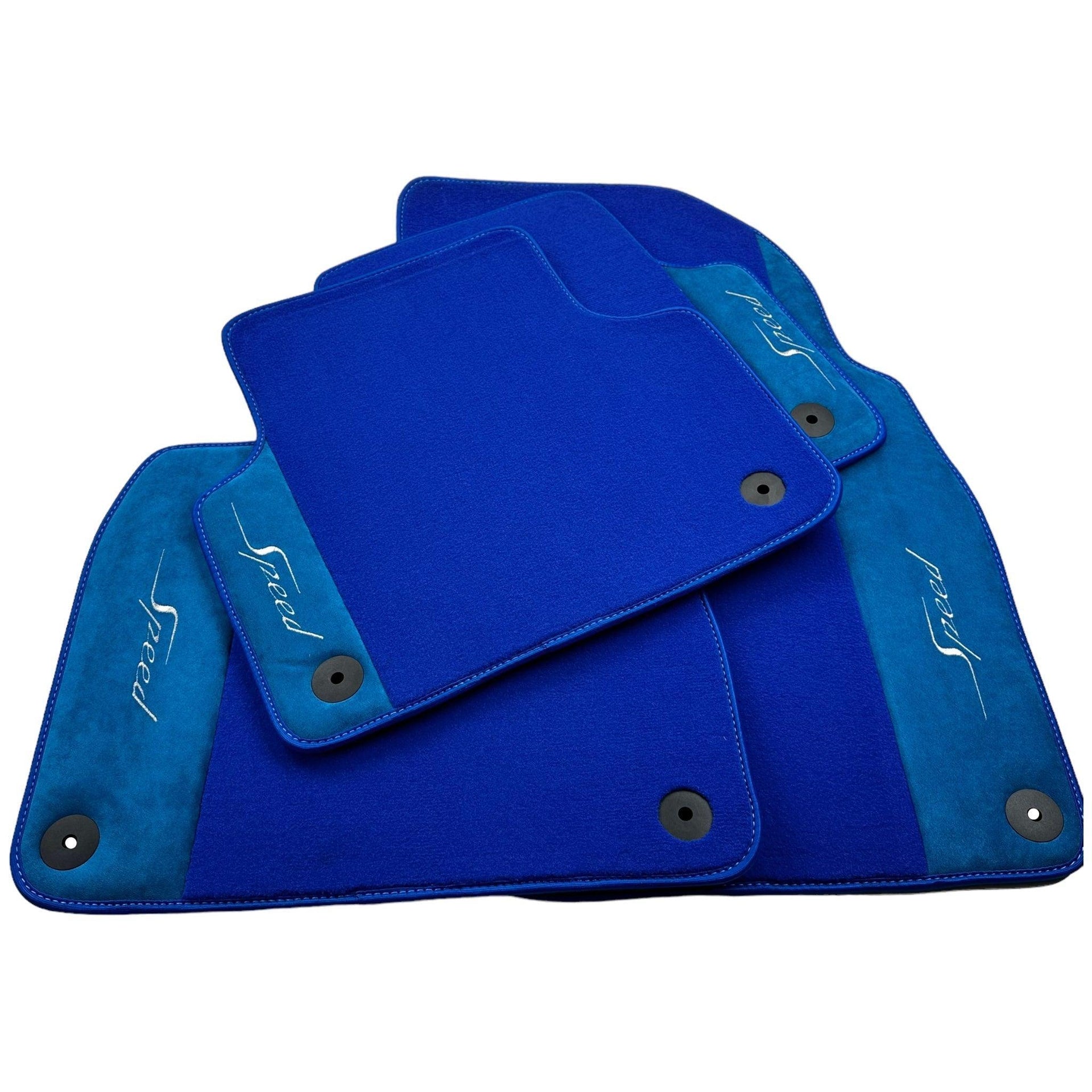 Blue Floor Mats For Bentley Mulsanne (2010-2020) with Alcantara Leather - AutoWin
