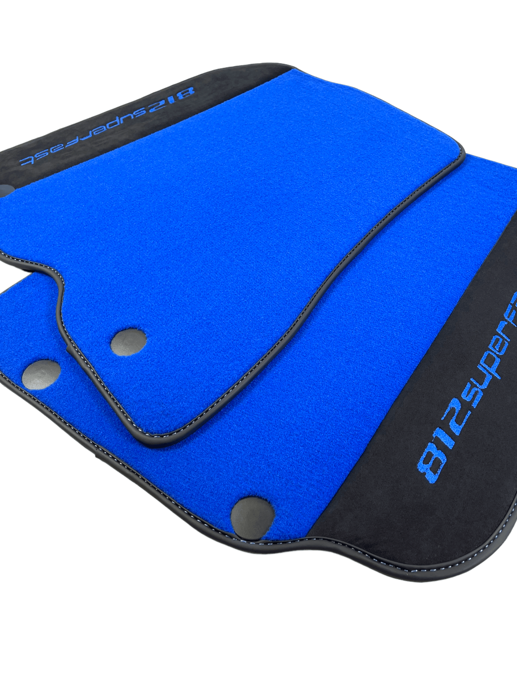 Blue Floor Mats For Ferrari 812 Superfast With Alcantara Leather - AutoWin