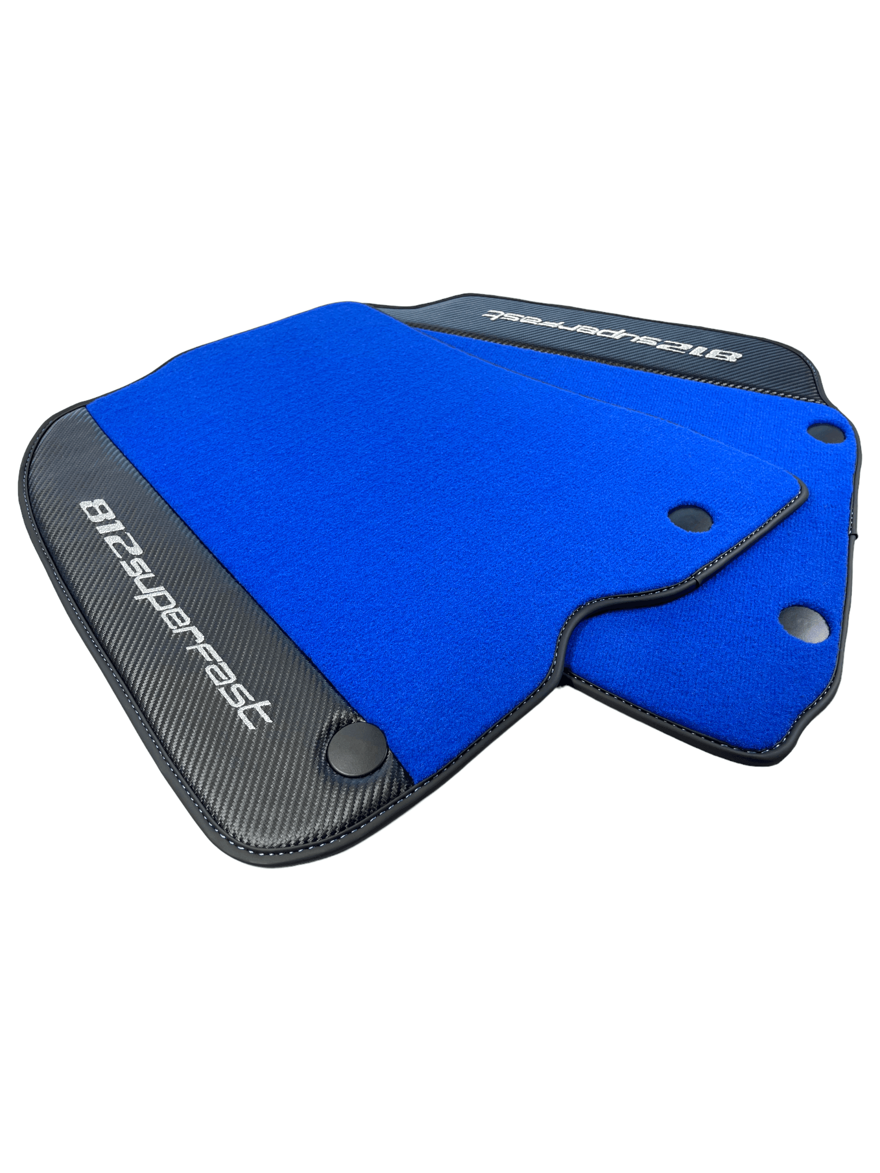 Blue Floor Mats For Ferrari 812 Superfast With Carbon Fiber Leather - AutoWin