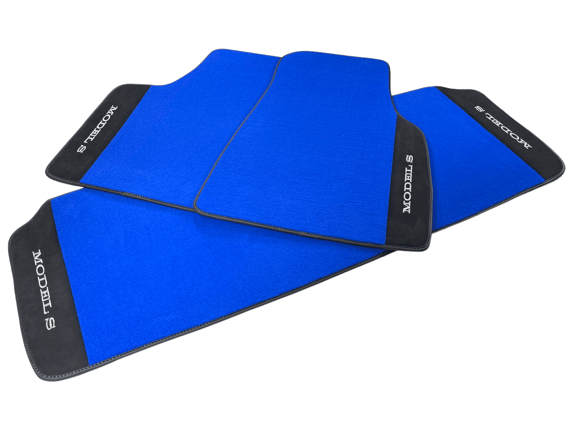 Blue Floor Mats For Tesla Model S With Alcantara Leather - AutoWin