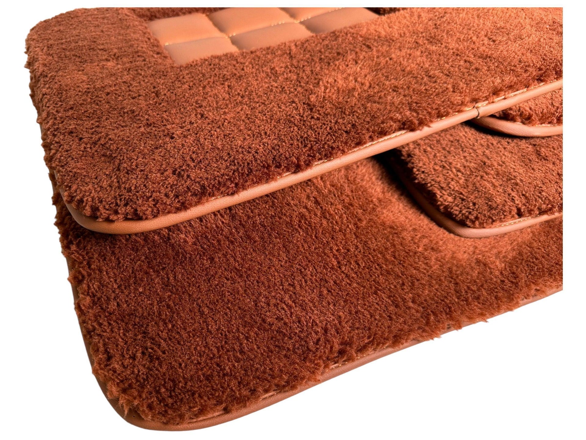 Brown Sheepskin Floor Mats For Rolls Royce Phantom 2003–2016 Er56 Design Brand - AutoWin