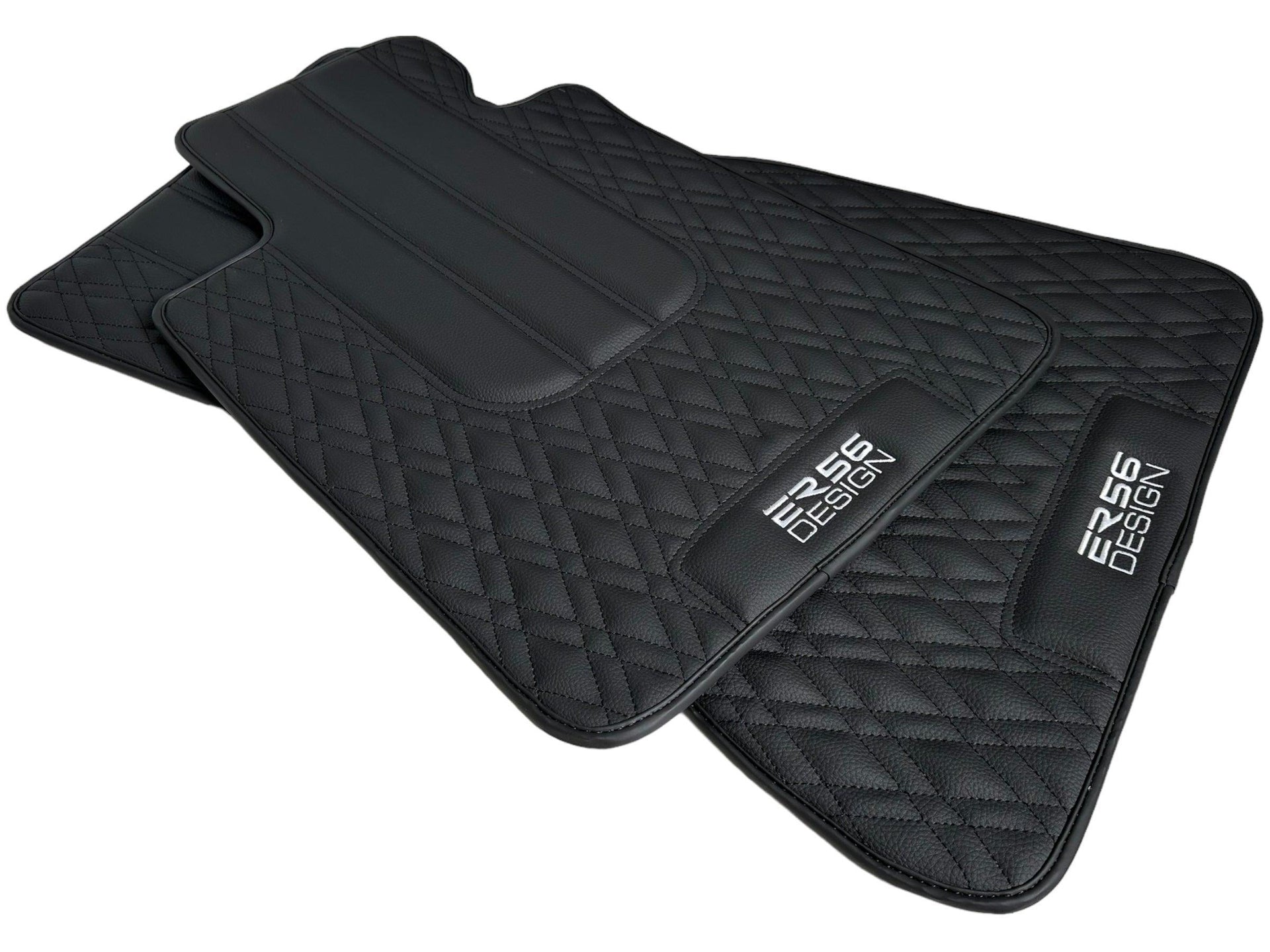 Floor Mats For BMW 7 Series E65 Black Leather ER56 Design - AutoWin