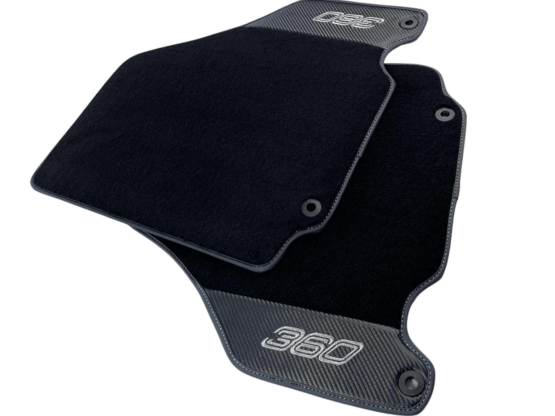 Floor Mats For Ferrari 360 Modena 1999-2005 Black With Carbon Fiber Leather - AutoWin