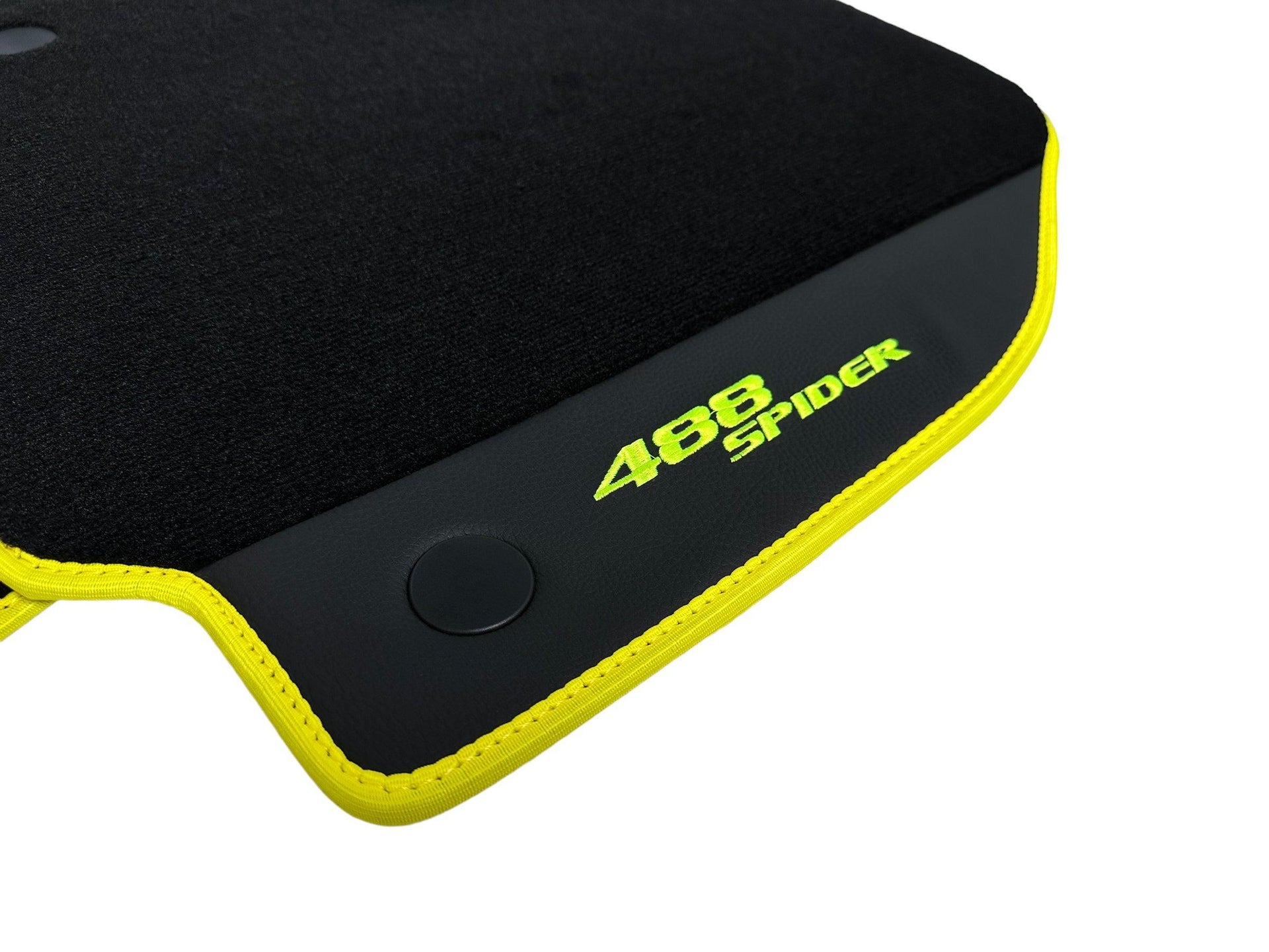 Floor Mats For Ferrari 488 Spider 2015-2022 Leather and Yellow Trim - AutoWin