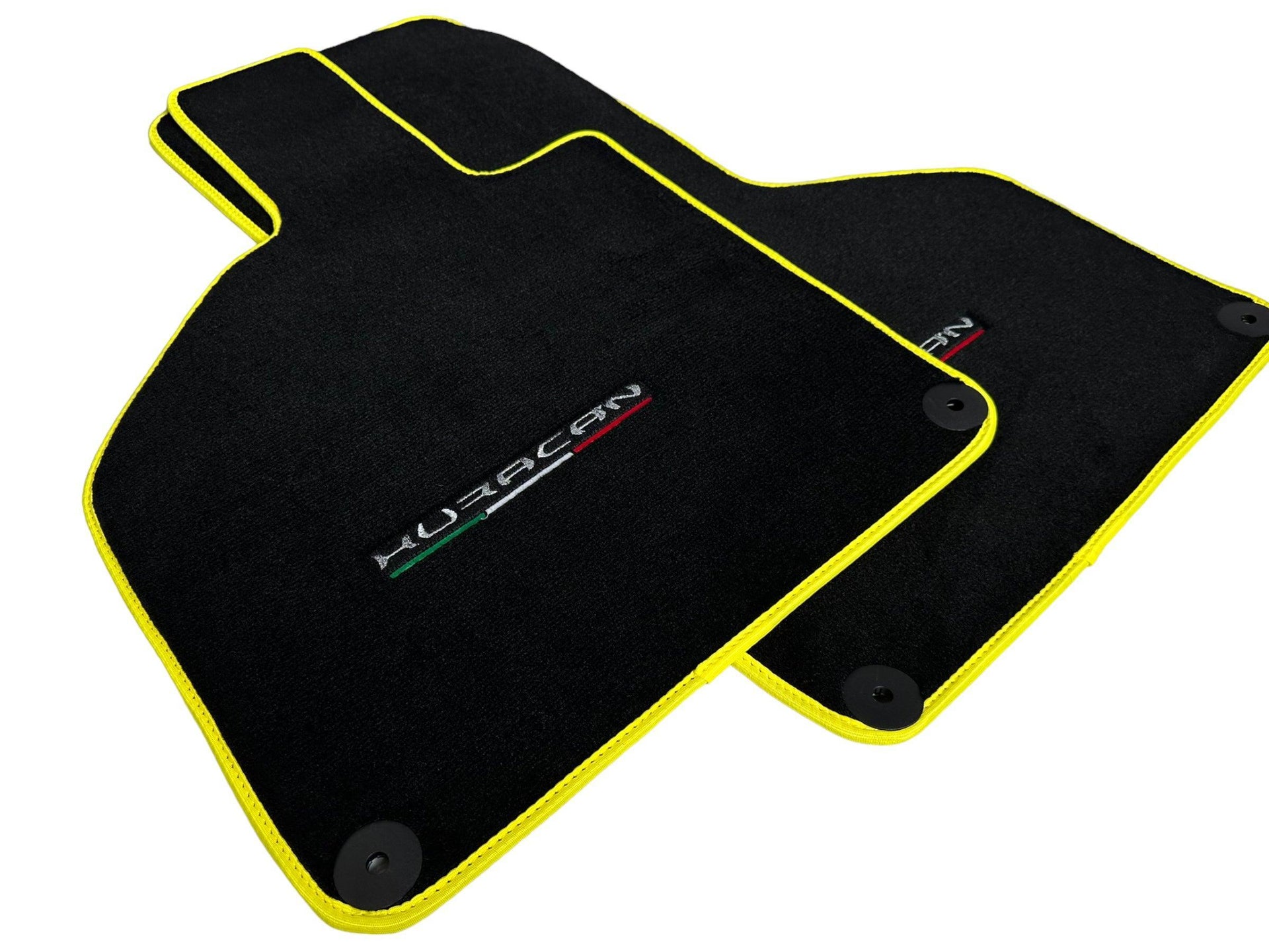 Floor Mats for Lamborghini Huracan With Italian Flag | Yellow Trim - AutoWin