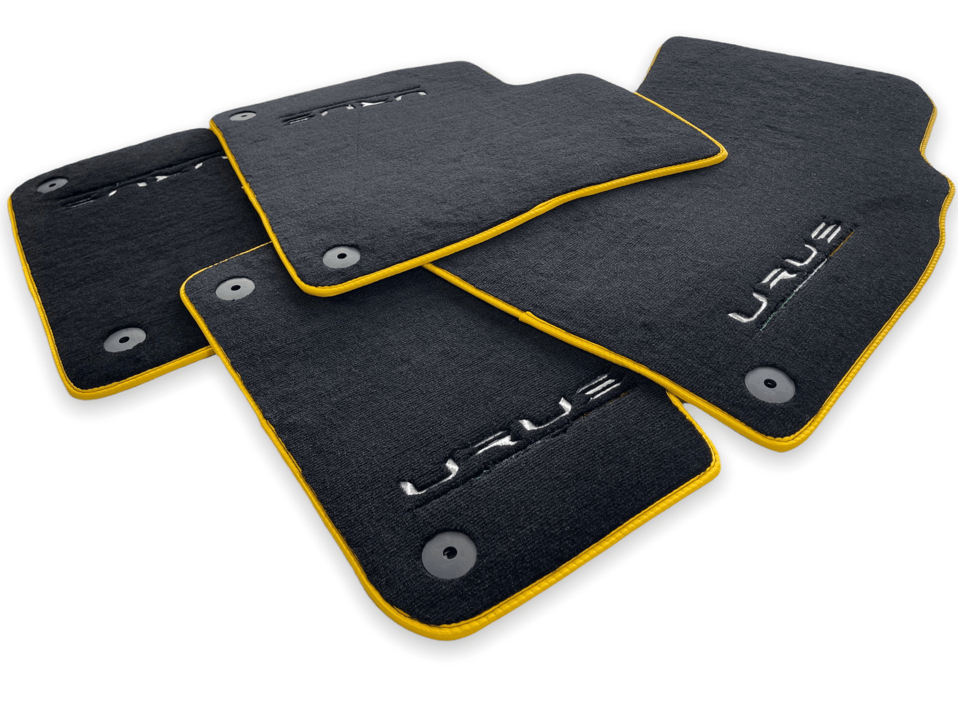 Floor Mats For Lamborghini Urus Black Tailored With Yellow Trim - AutoWin