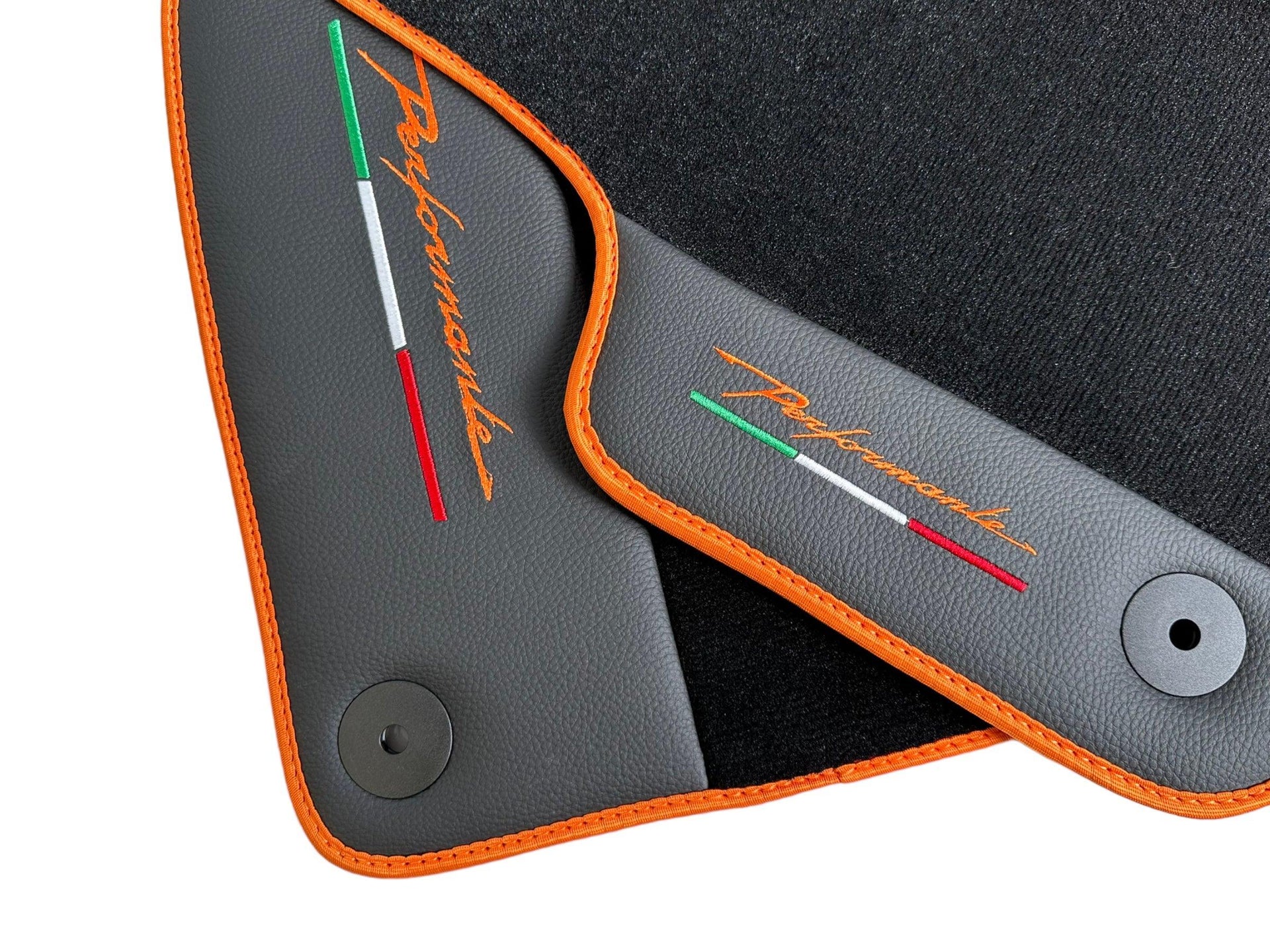 Floor Mats For Lamborghini Urus Performante Leather And Orange Trim - AutoWin