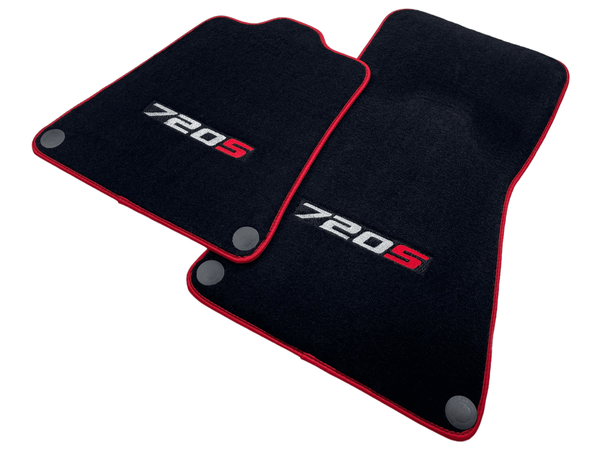 Floor Mats For McLaren 720S Black Tailored With Red Trim - AutoWin