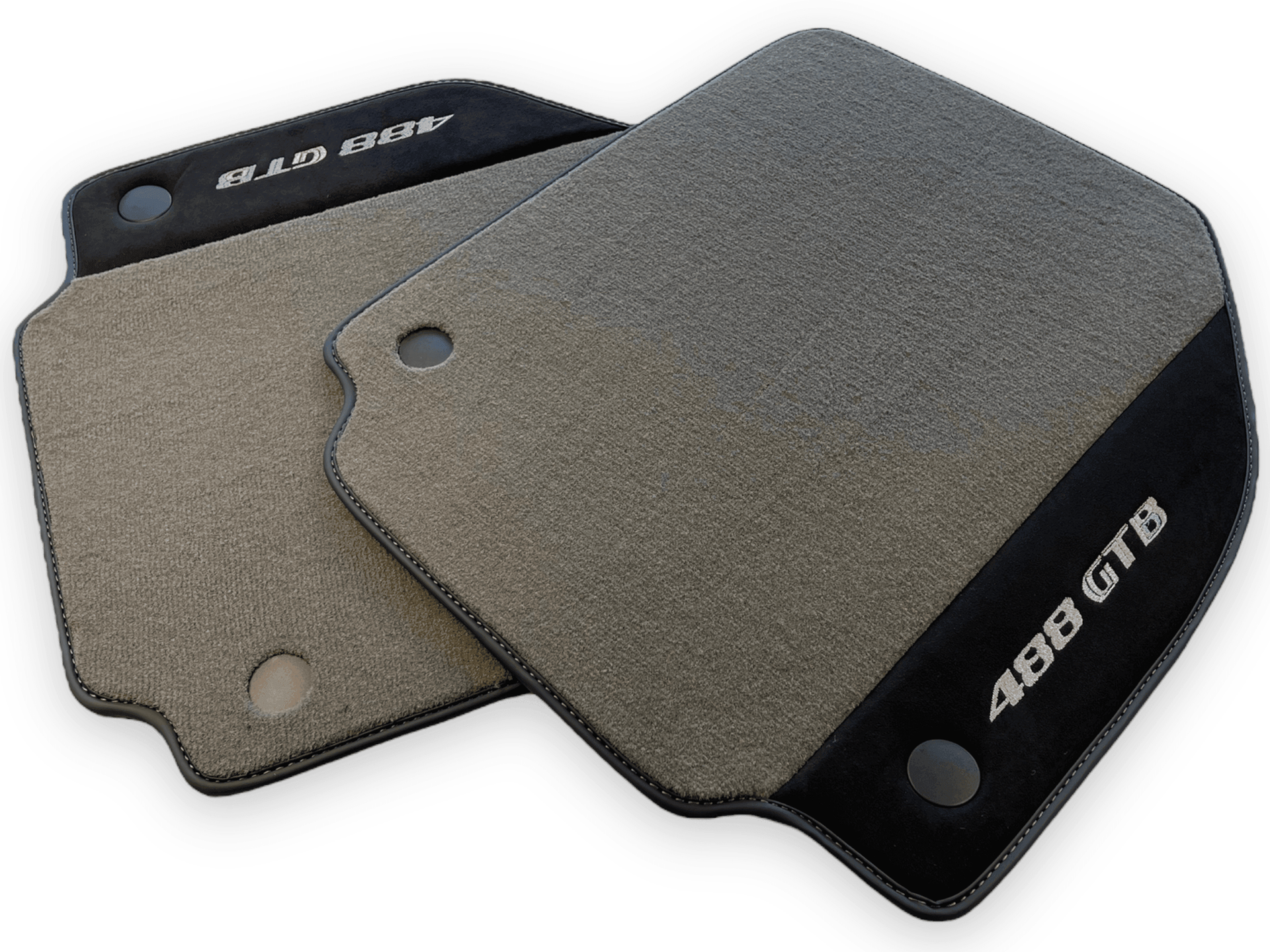 Gray Floor Mats For Ferrari 488 GTB 2015-2022 Carpets With Alcantara Leather - AutoWin