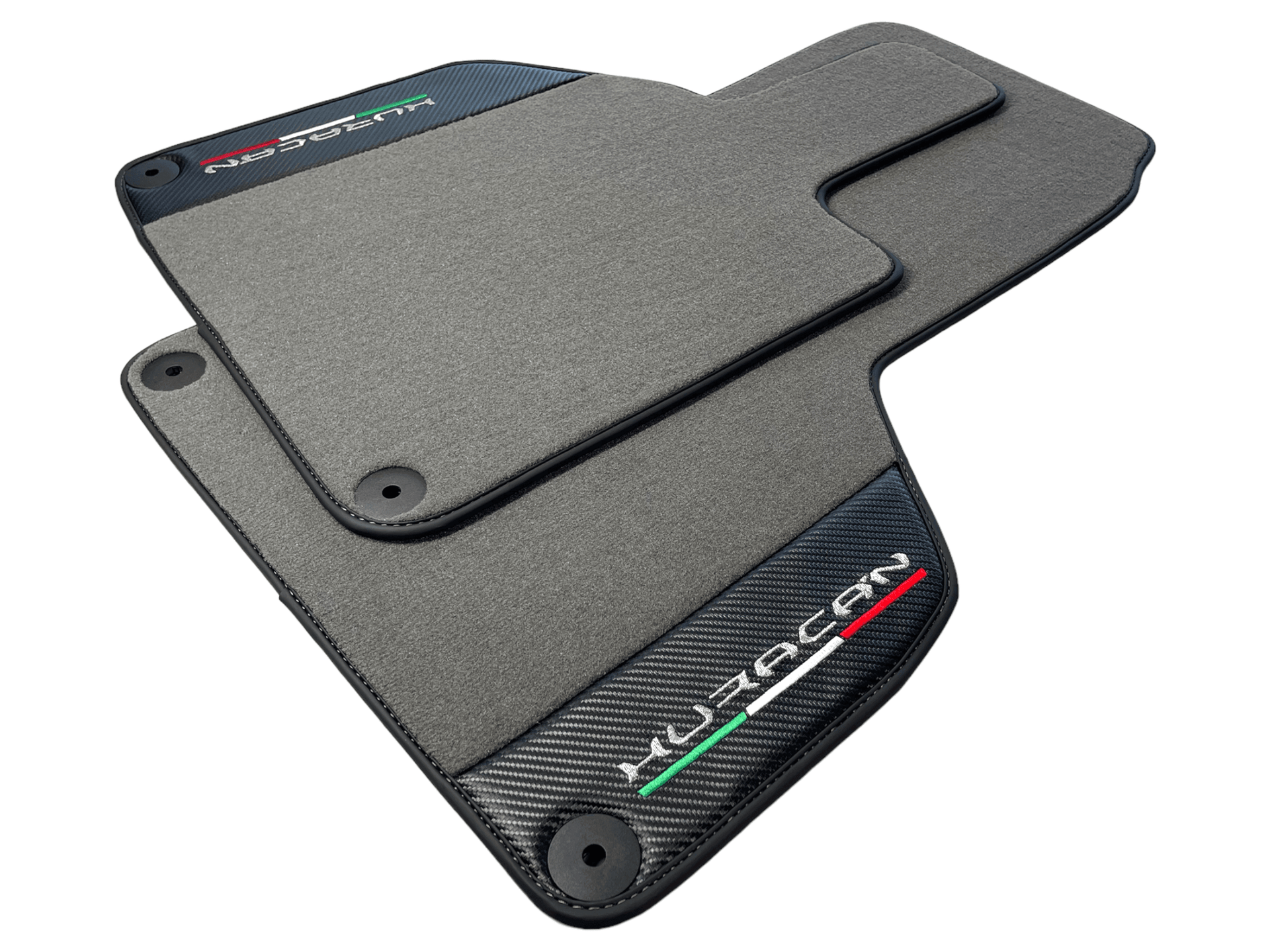 Gray Floor Mats for Lamborghini Huracan With Carbon Fiber Leather - AutoWin