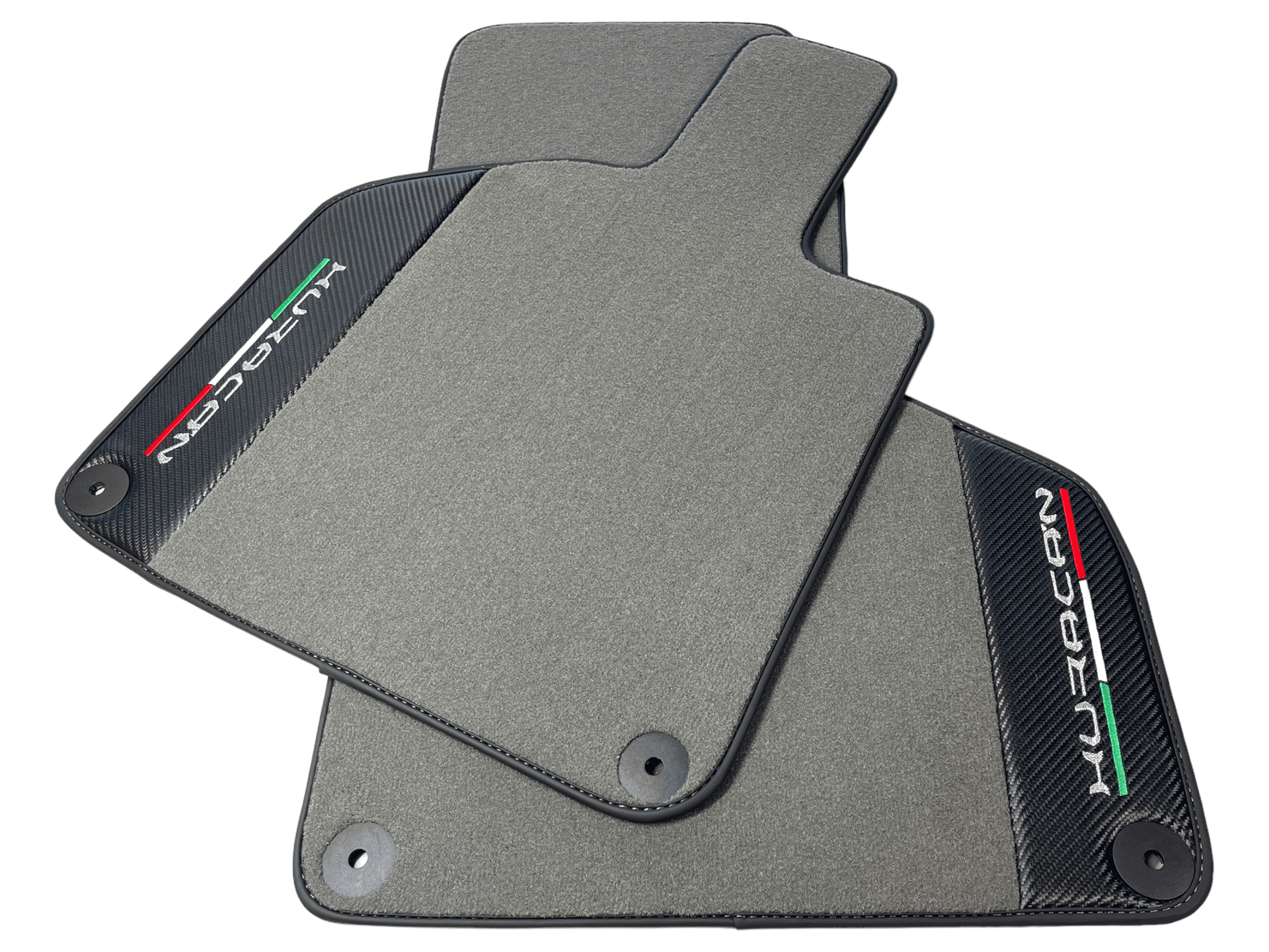 Gray Floor Mats for Lamborghini Huracan With Carbon Fiber Leather - AutoWin