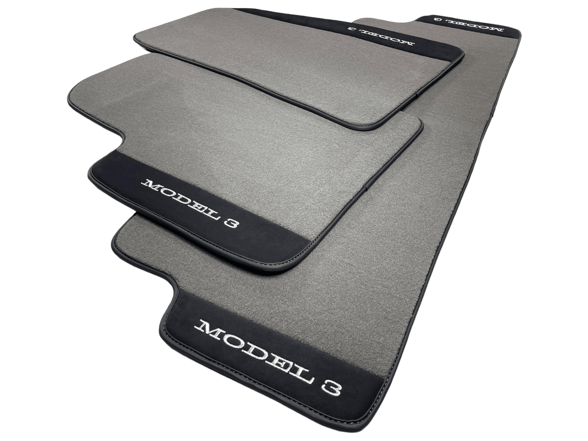 Gray Floor Mats For Tesla Model 3 With Alcantara Leather - AutoWin