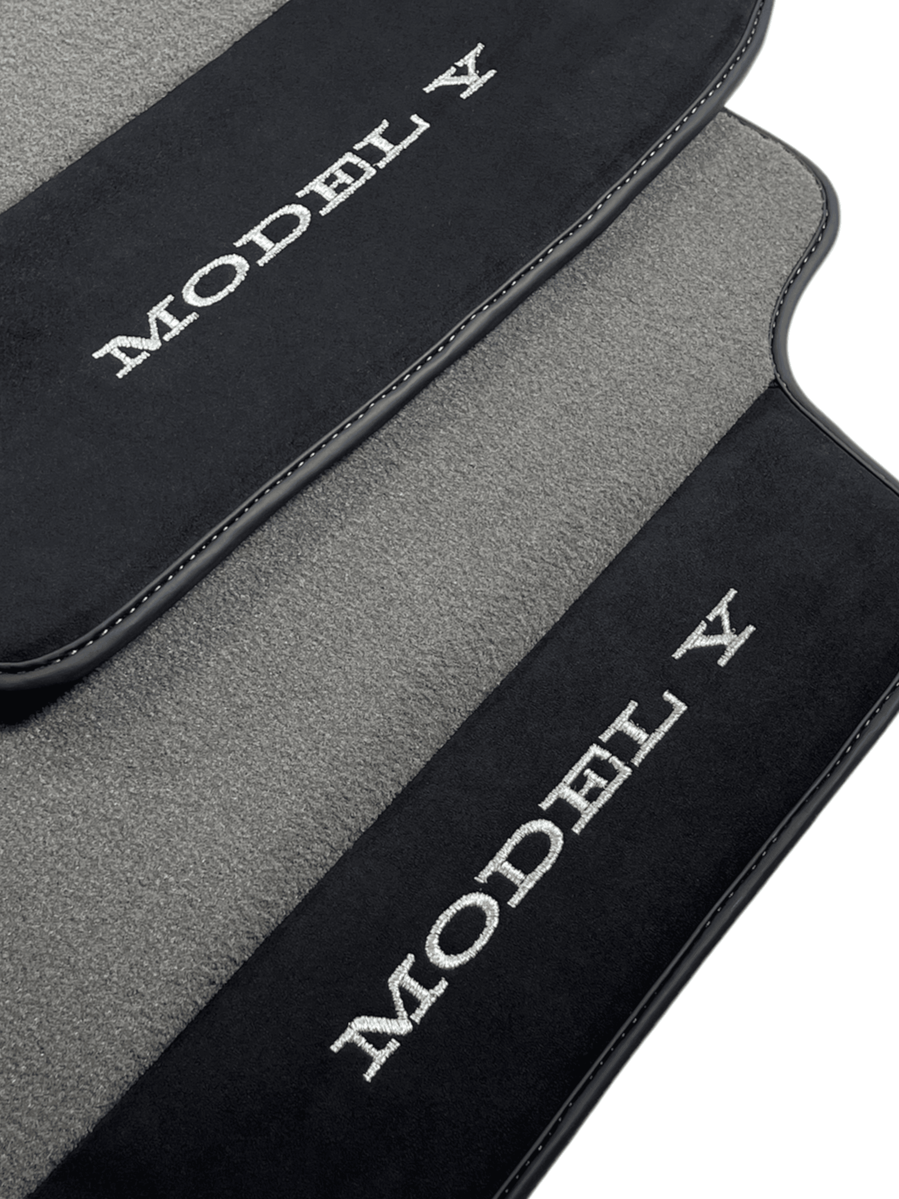 Gray Floor Mats For Tesla Model Y With Alcantara Leather - AutoWin