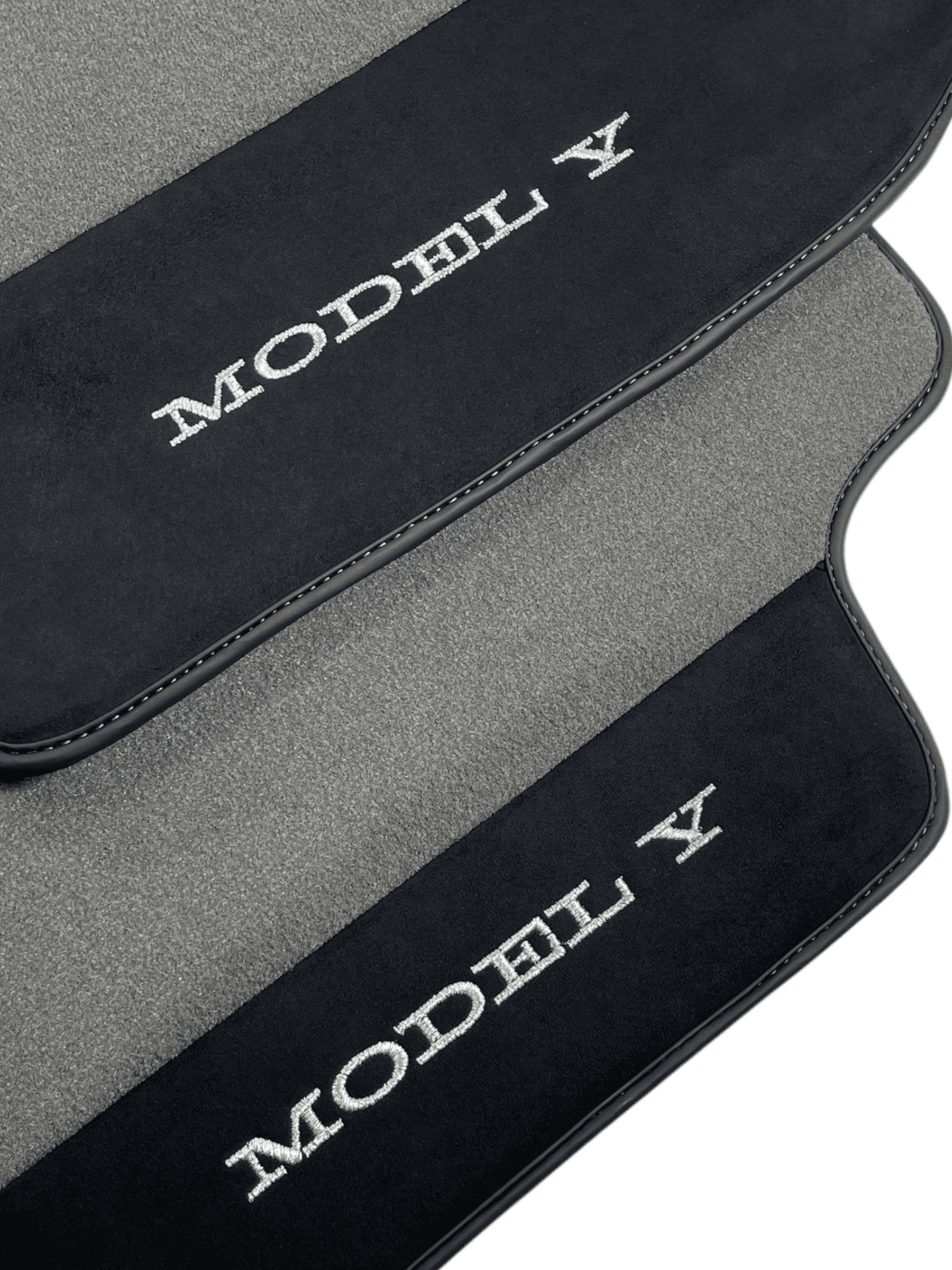 Gray Floor Mats For Tesla Model Y With Alcantara Leather - AutoWin