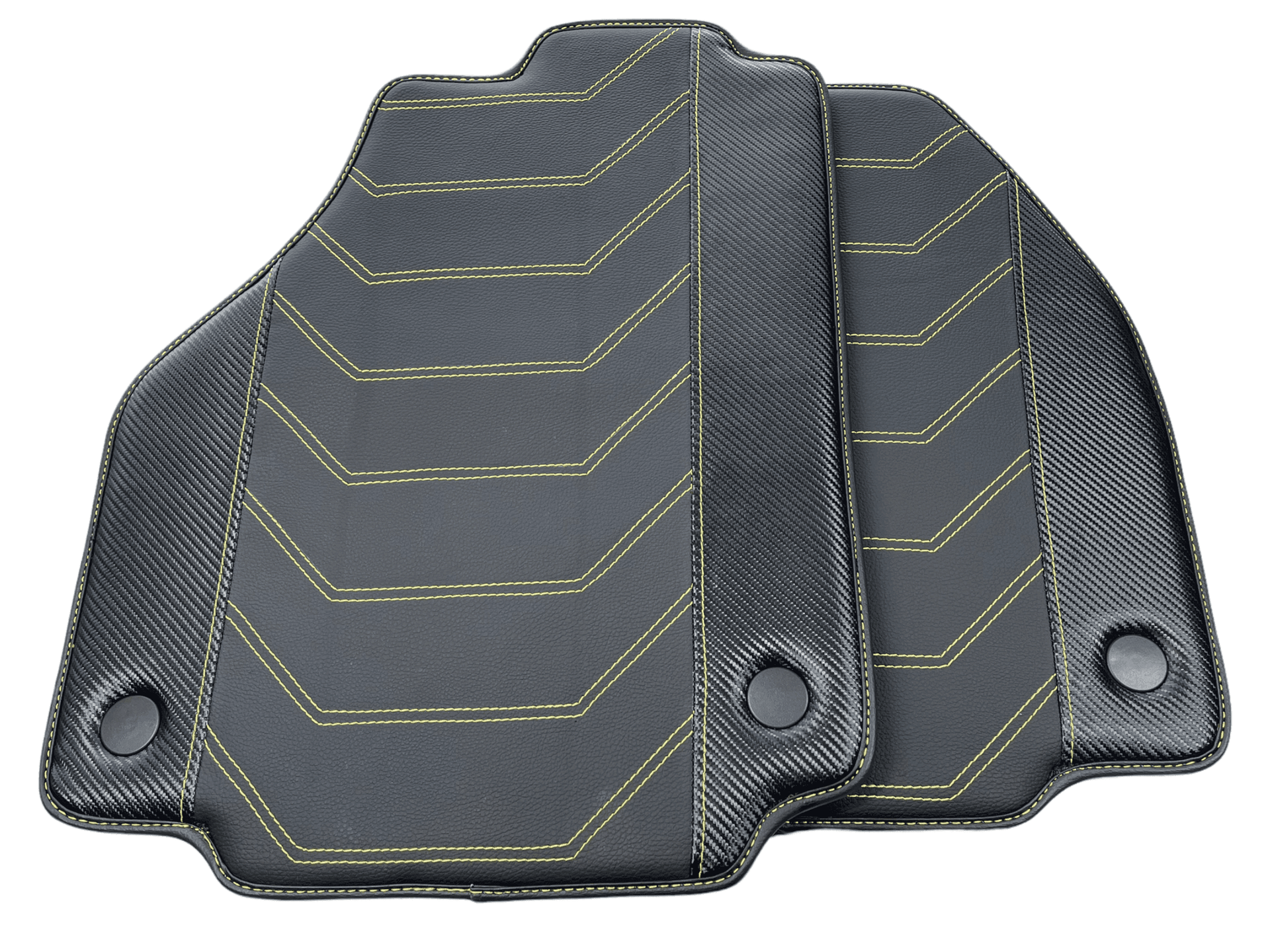 Leather Floor Mats For Ferrari 458 Italia 2009-2015 Black With Yellow Sewing - AutoWin