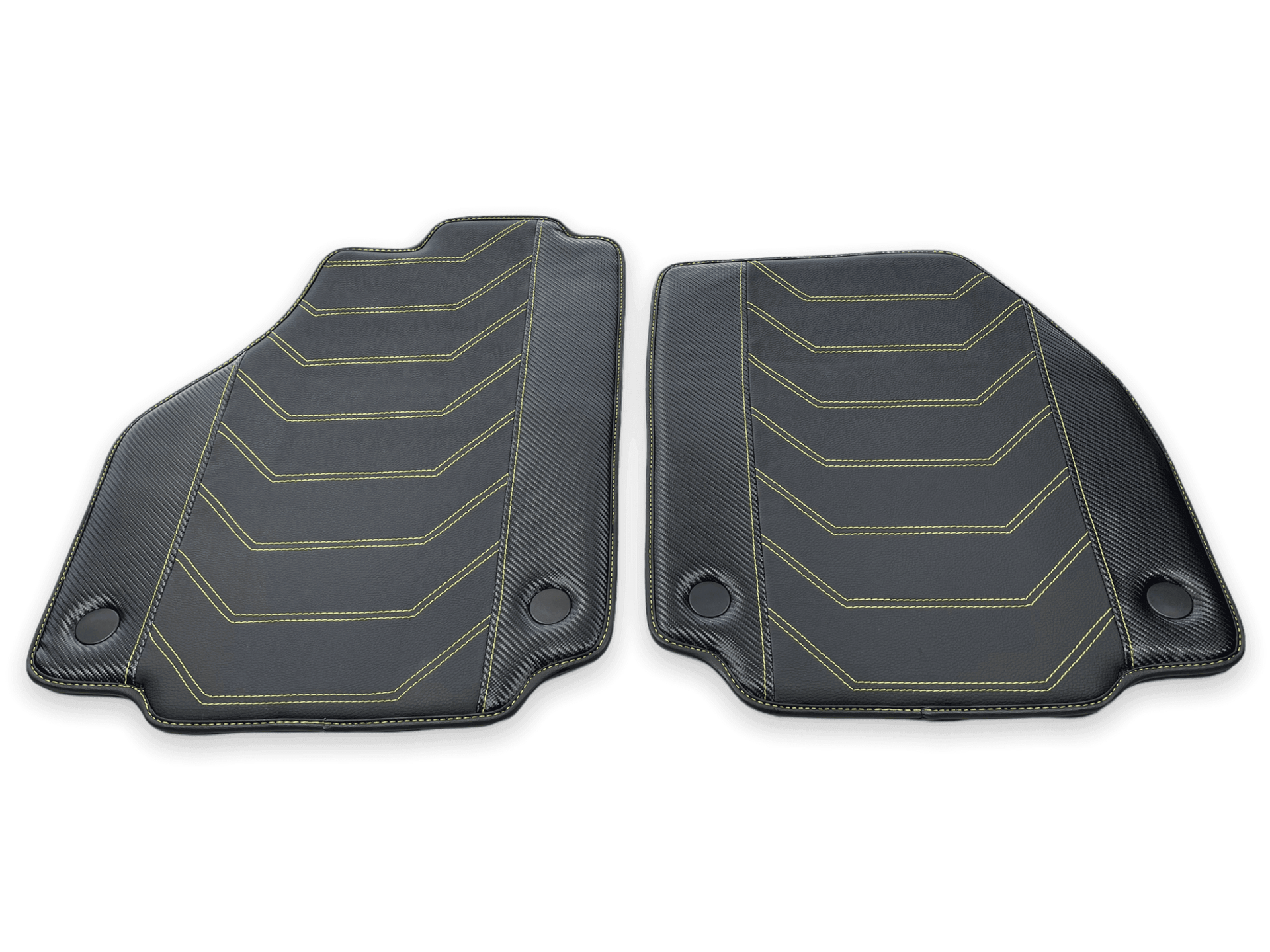 Leather Floor Mats For Ferrari 488 Spider 2016-2022 Yellow Sewing - AutoWin