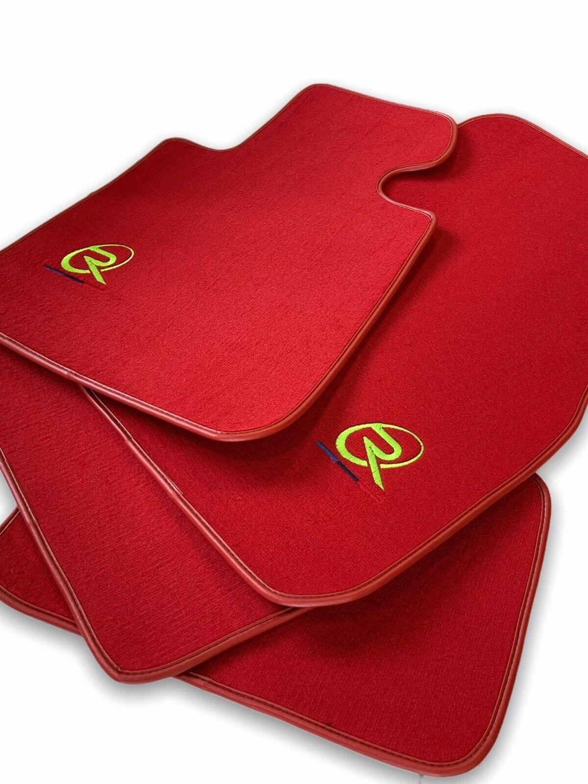 Red Floor Mats For BMW 7 Series E38 Long ROVBUT Brand Tailored Set Perfect Fit Green SNIP Collection - AutoWin