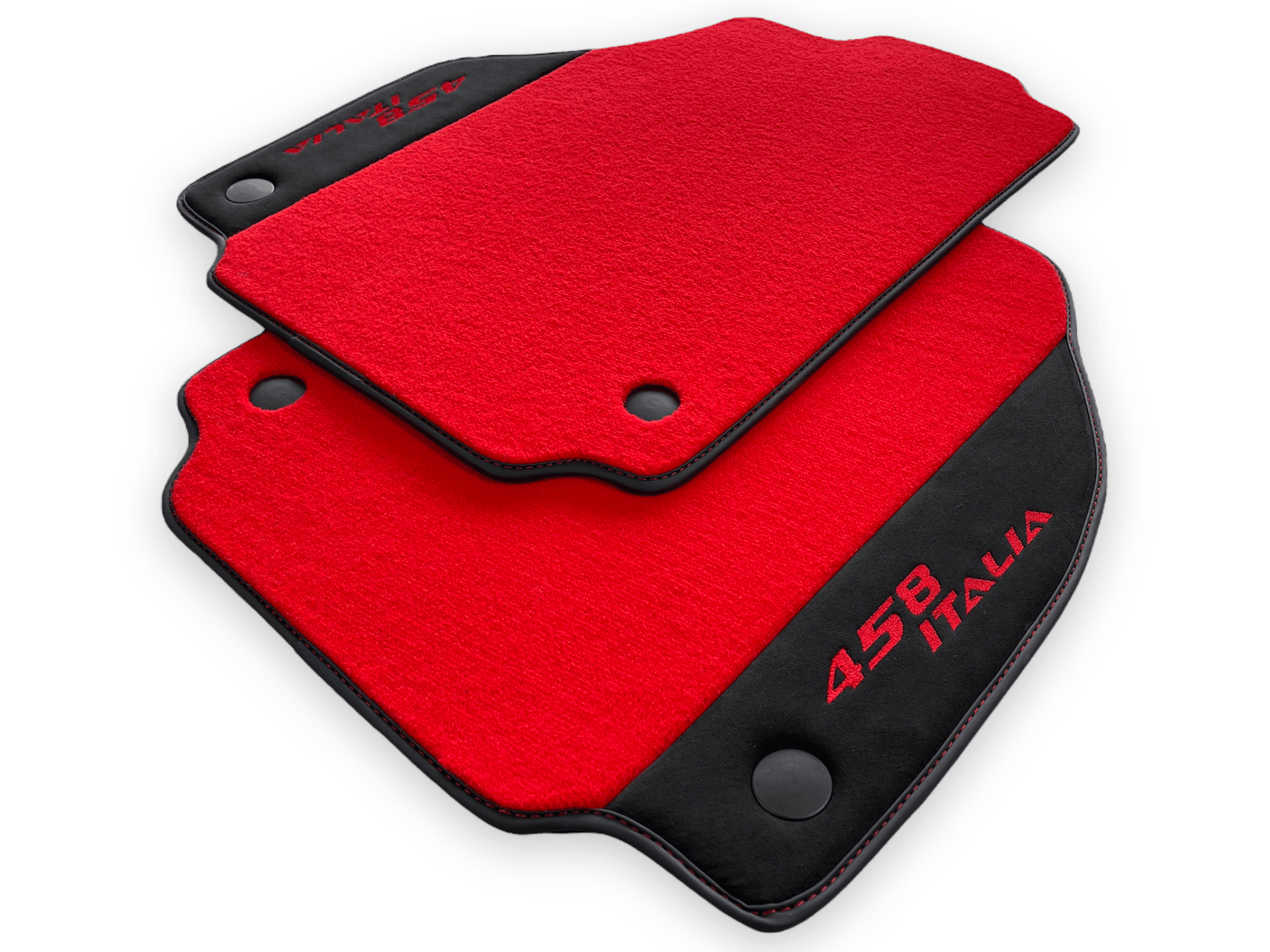 Red Floor Mats For Ferrari 458 Italia 2009-2015 Black Alcantara Leather - AutoWin
