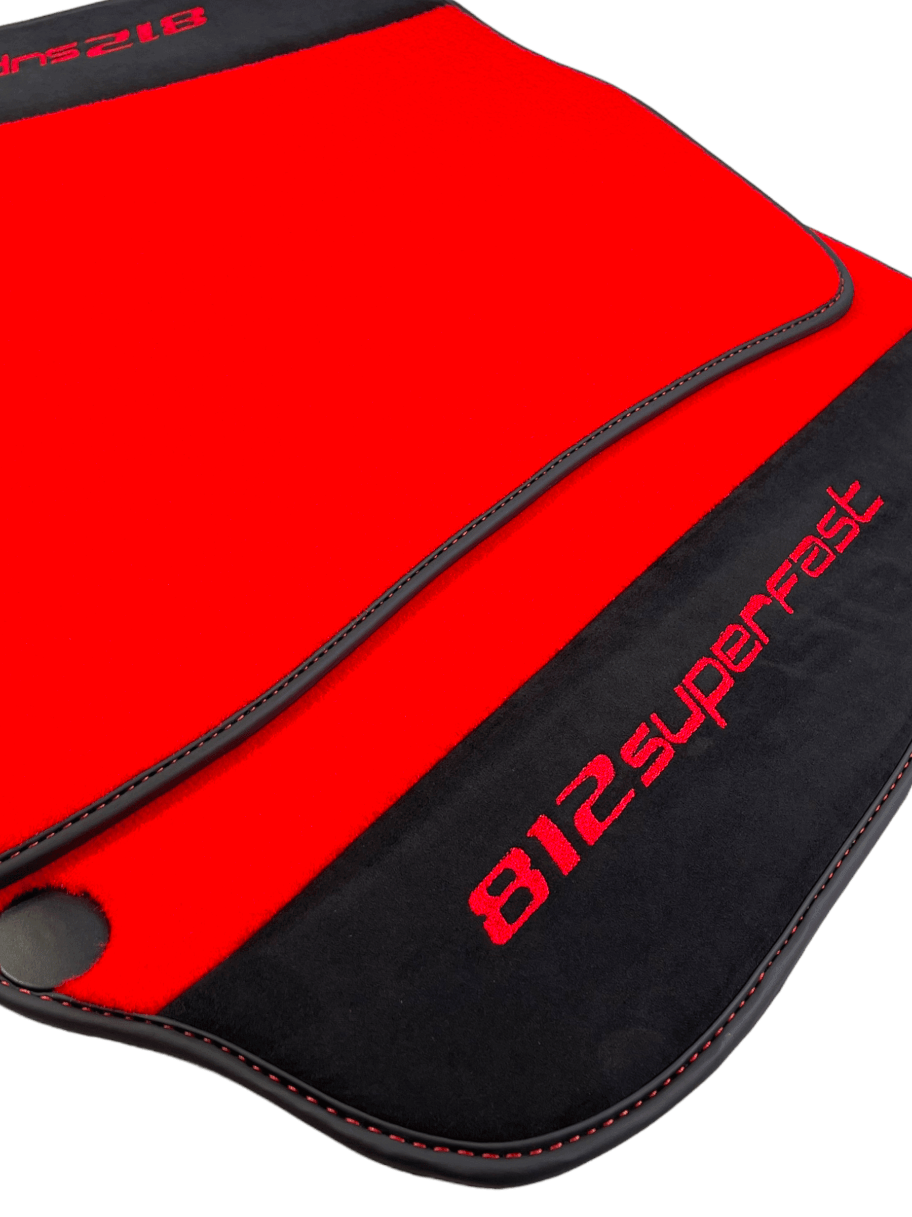 Red Floor Mats For Ferrari 812 Superfast With Alcantara Leather - AutoWin