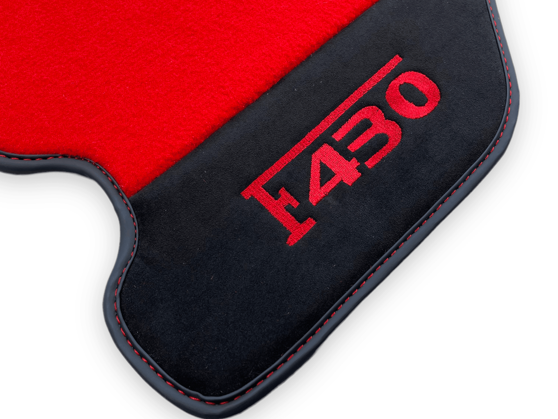 Red Floor Mats For Ferrari F430 2004-2009 With Alcantara Leather - AutoWin