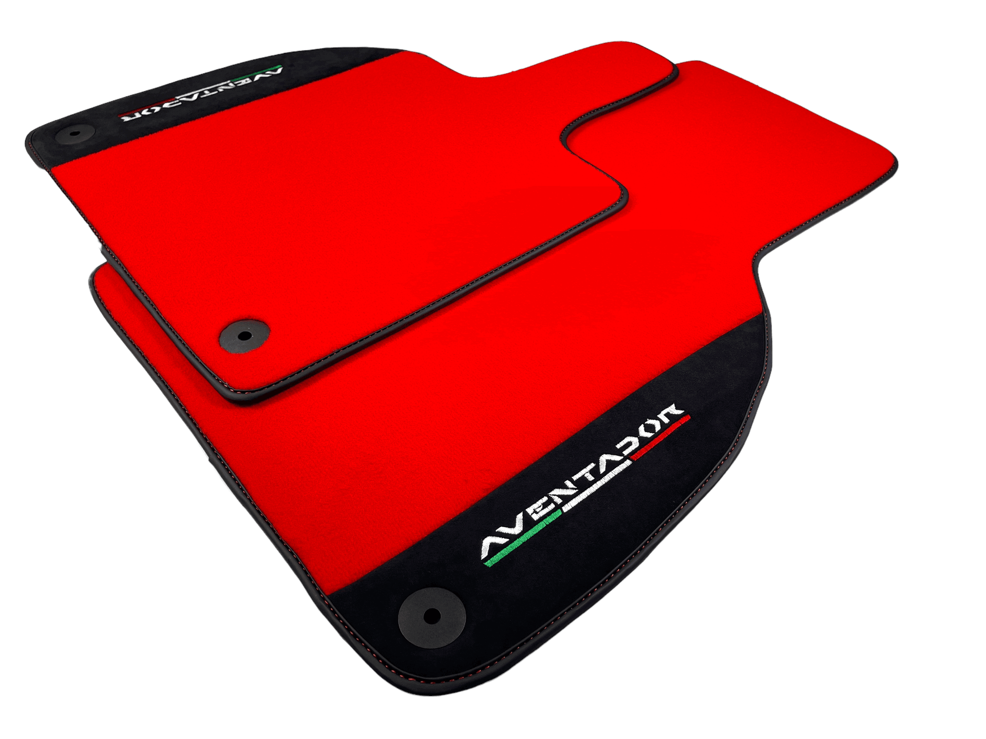 Red Floor Mats for Lamborghini Aventador With Alcantara Leather - AutoWin